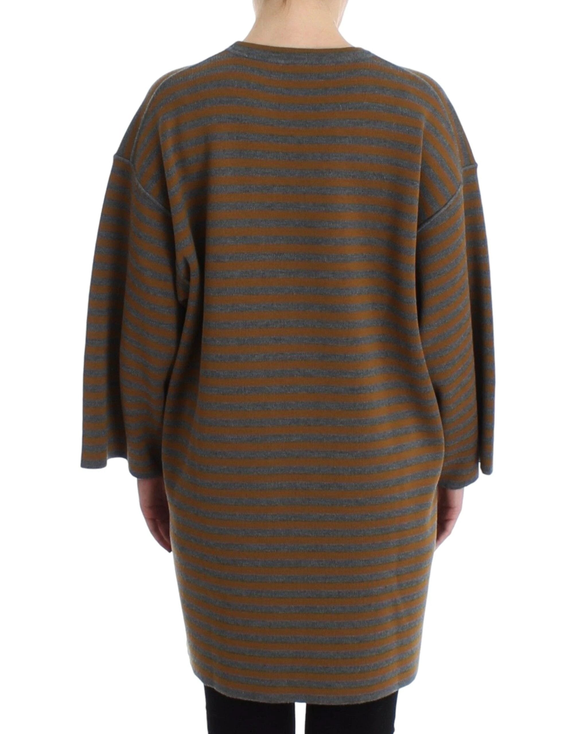 Dolce & Gabbana Oversized Gray Yellow Striped Sweater Top by Dolce & Gabbana