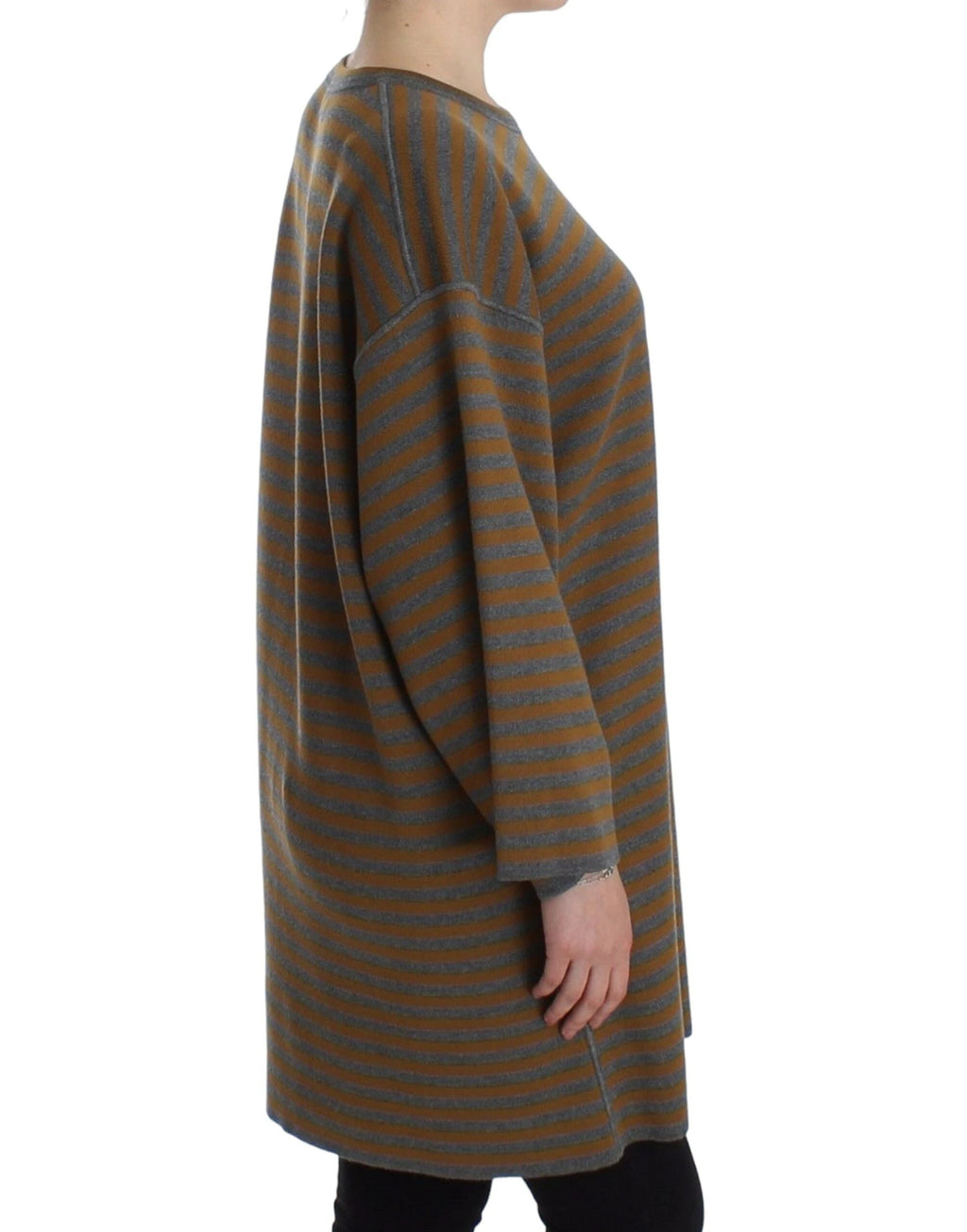Dolce & Gabbana Oversized Gray Yellow Striped Sweater Top by Dolce & Gabbana