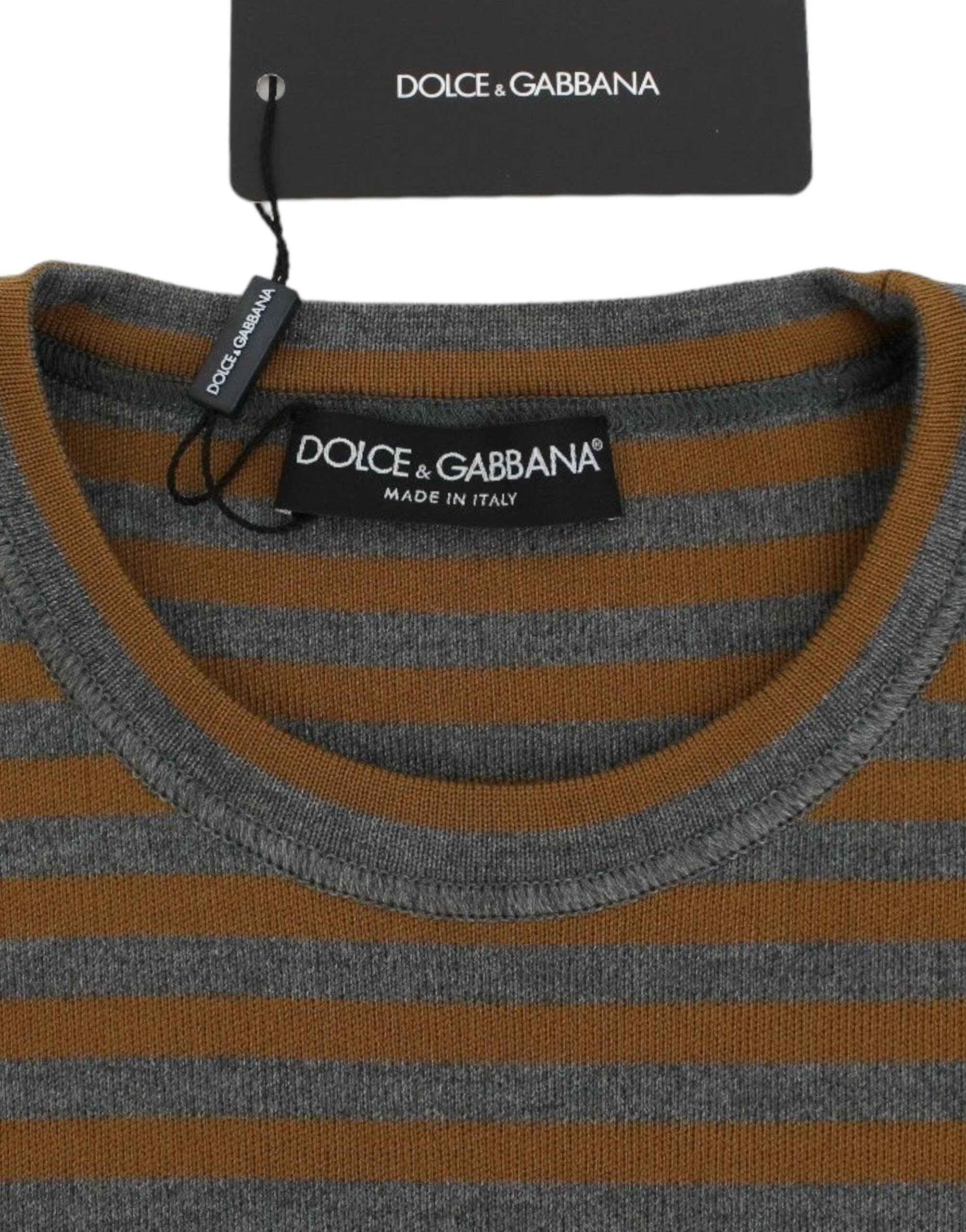 Dolce & Gabbana Oversized Gray Yellow Striped Sweater Top by Dolce & Gabbana
