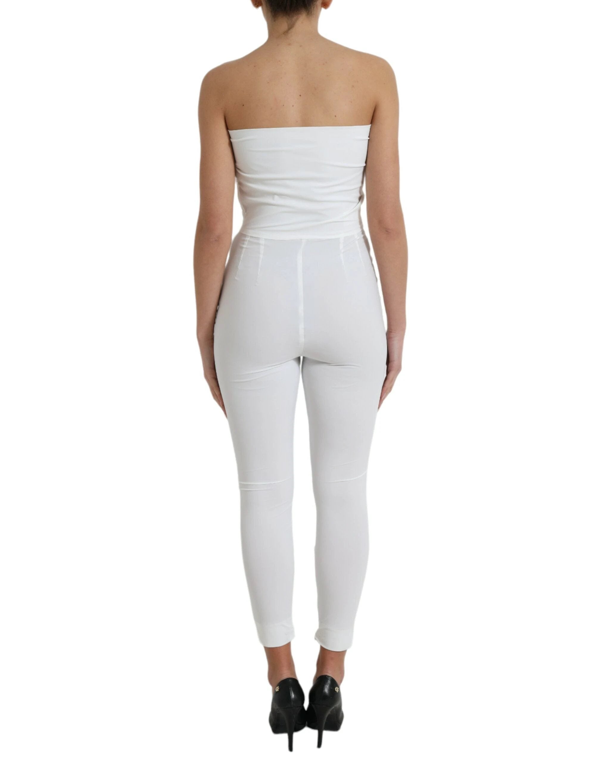 Dolce & Gabbana White Nylon Strapless Bodycon Jumpsuit Dress by Dolce & Gabbana