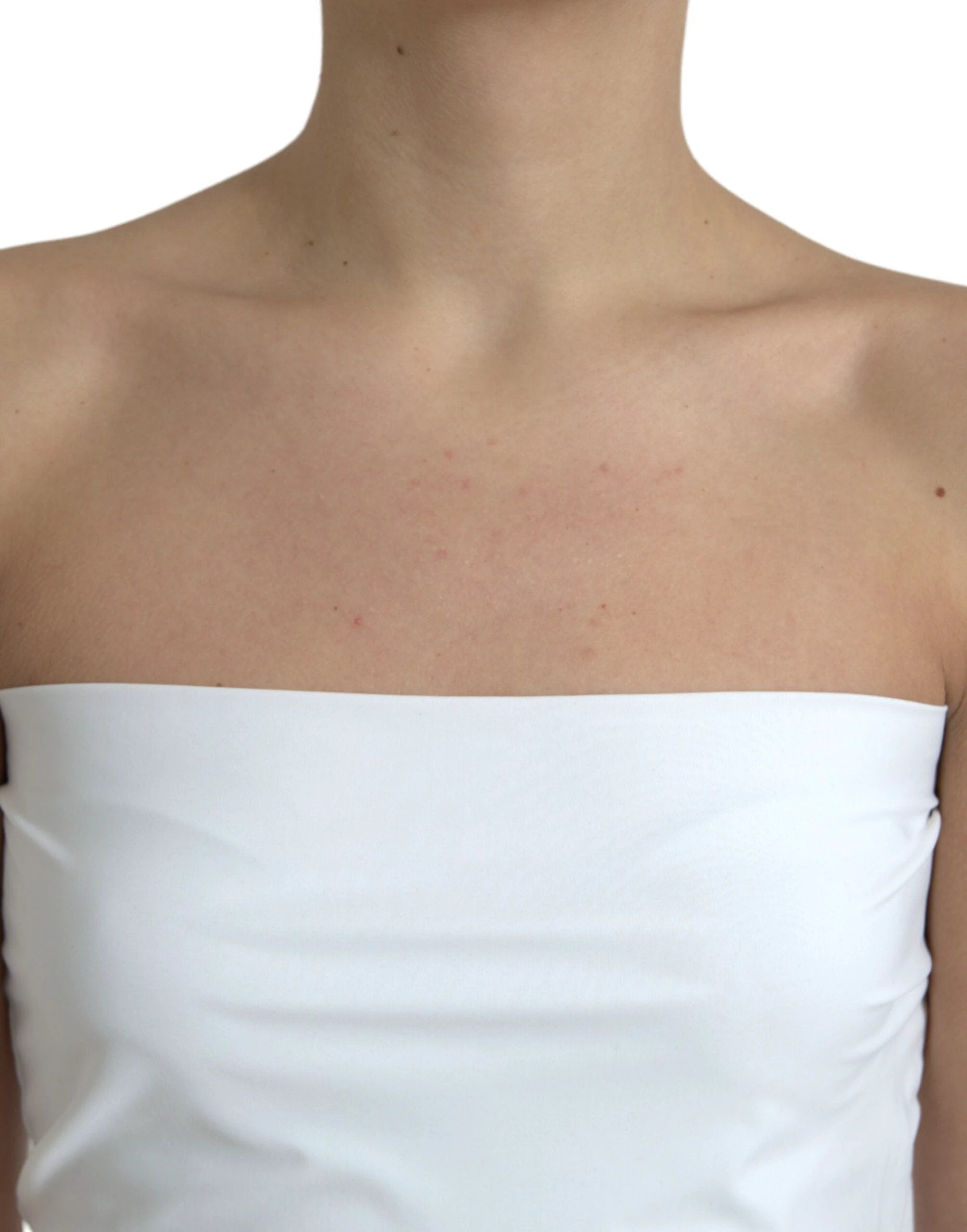 Dolce & Gabbana White Nylon Strapless Bodycon Jumpsuit Dress by Dolce & Gabbana