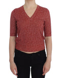 Dolce & Gabbana Red Wool Tweed Short Sleeve Sweater Pullover by Dolce & Gabbana