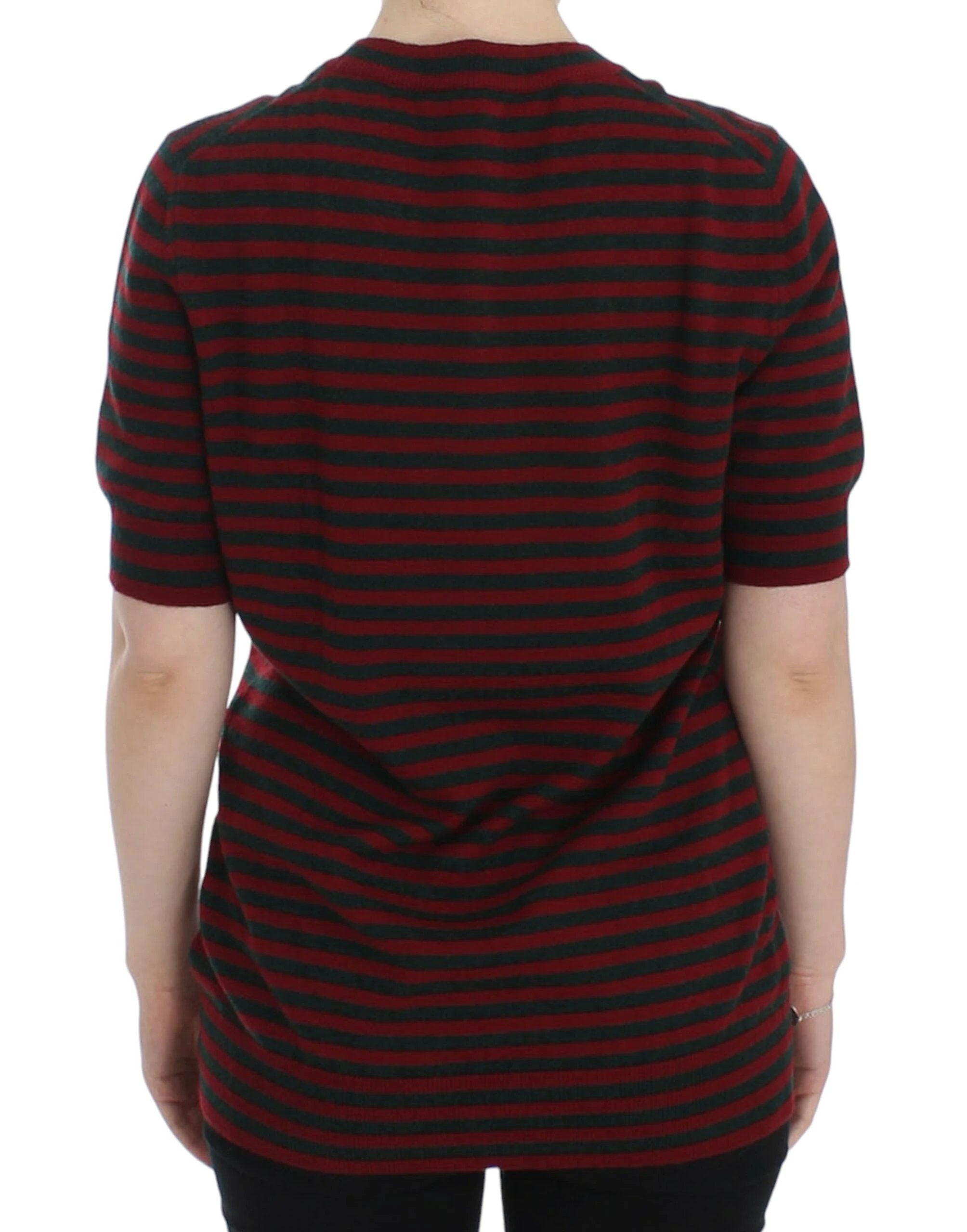 Dolce & Gabbana Red Gray Cashmere Short Sleeve Sweater by Dolce & Gabbana