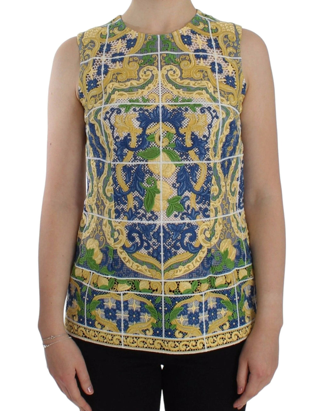 Dolce & Gabbana Multicolor Majolica Embroidered Sweater by Dolce & Gabbana
