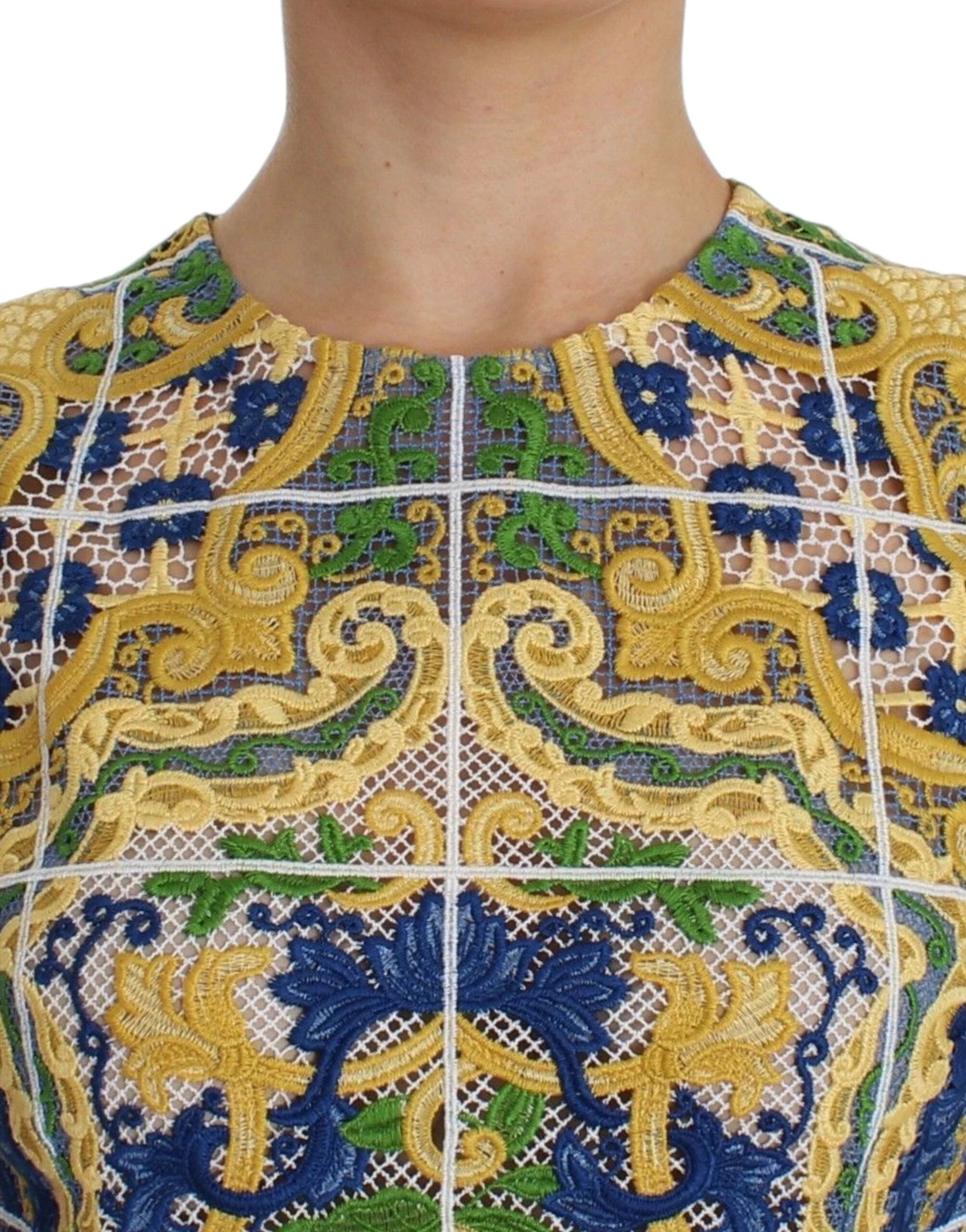 Dolce & Gabbana Multicolor Majolica Embroidered Sweater by Dolce & Gabbana