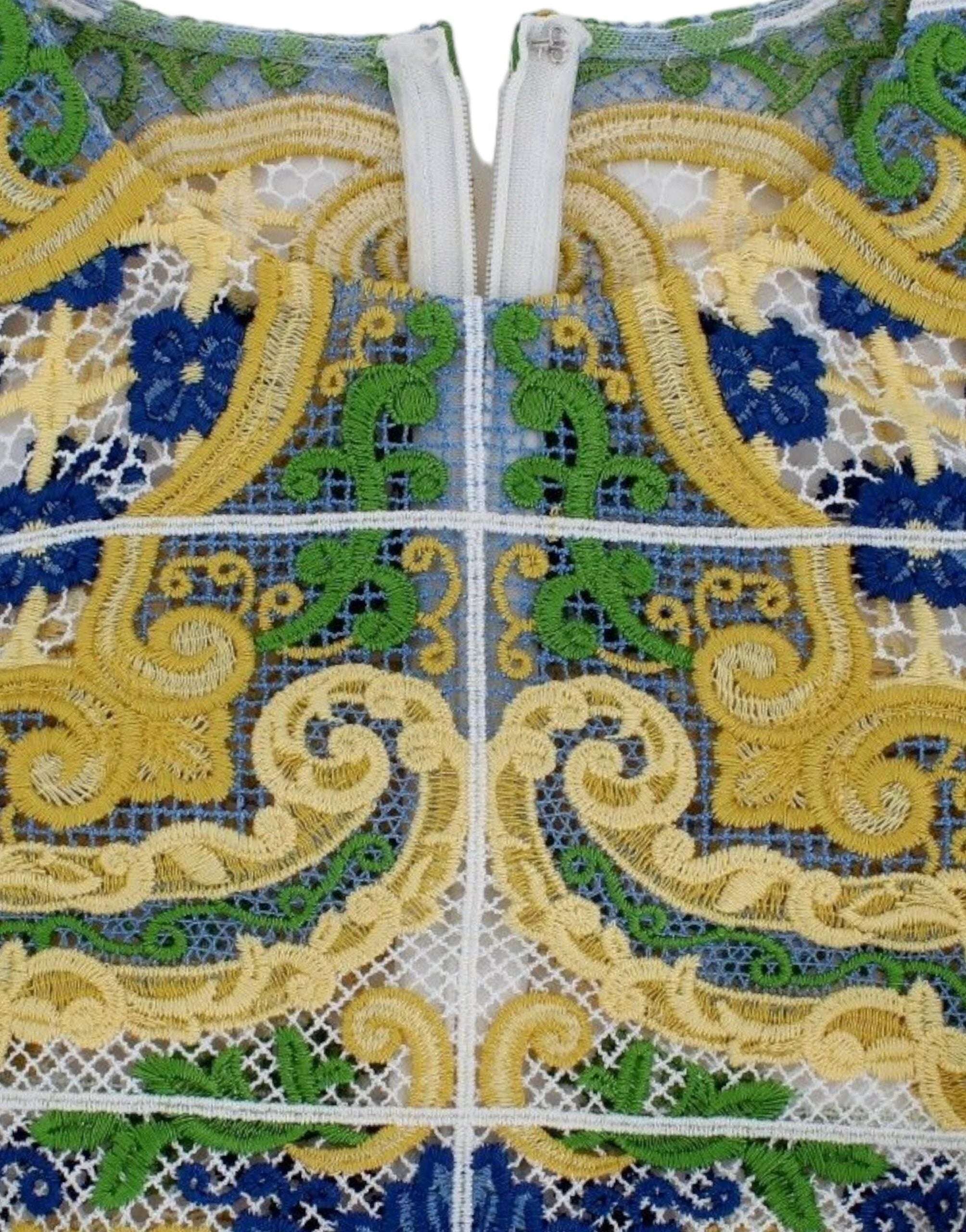 Dolce & Gabbana Multicolor Majolica Embroidered Sweater by Dolce & Gabbana