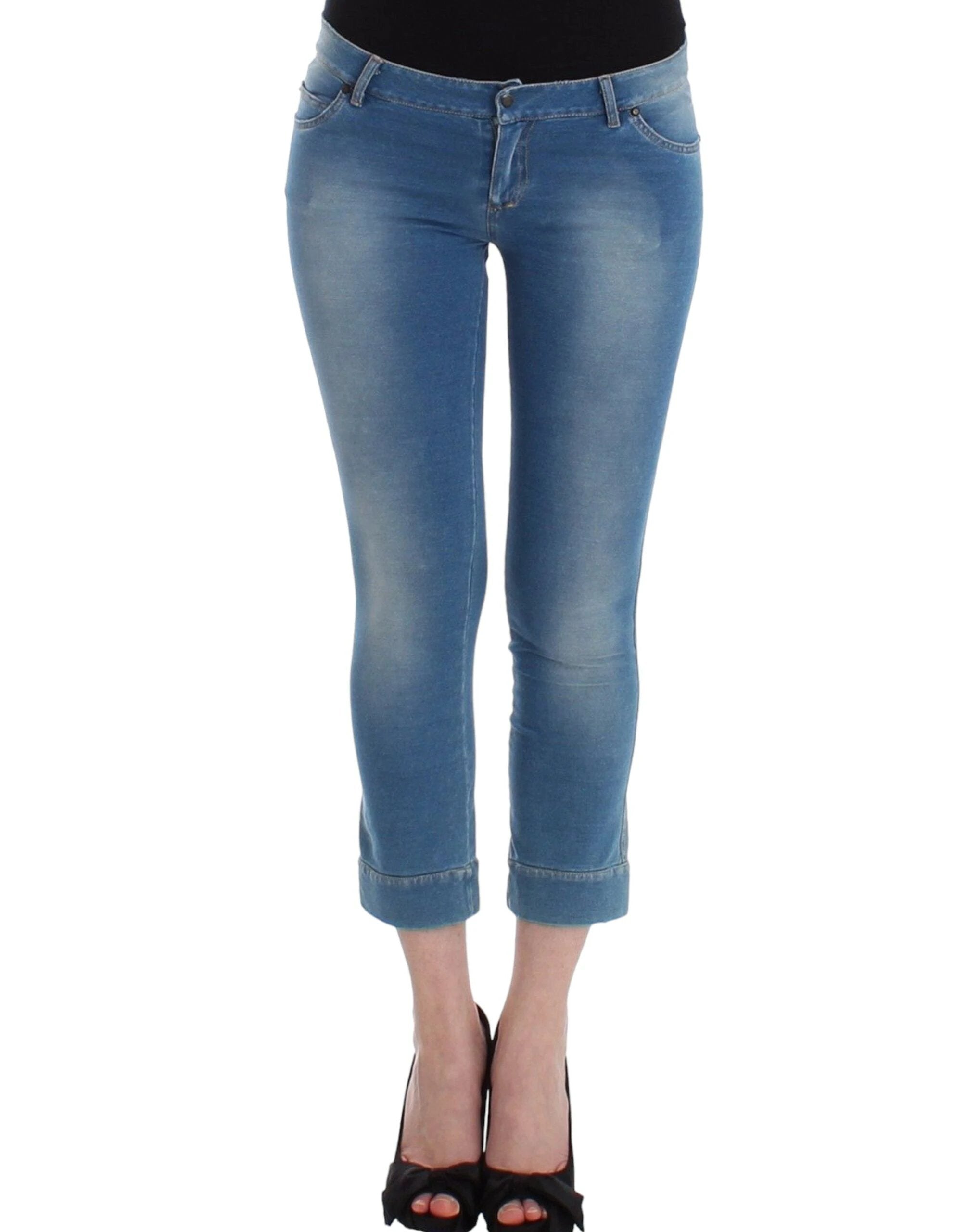 Ermanno Scervino Beachwear Blue Jeans Capri Pants Cropped by Ermanno Scervino
