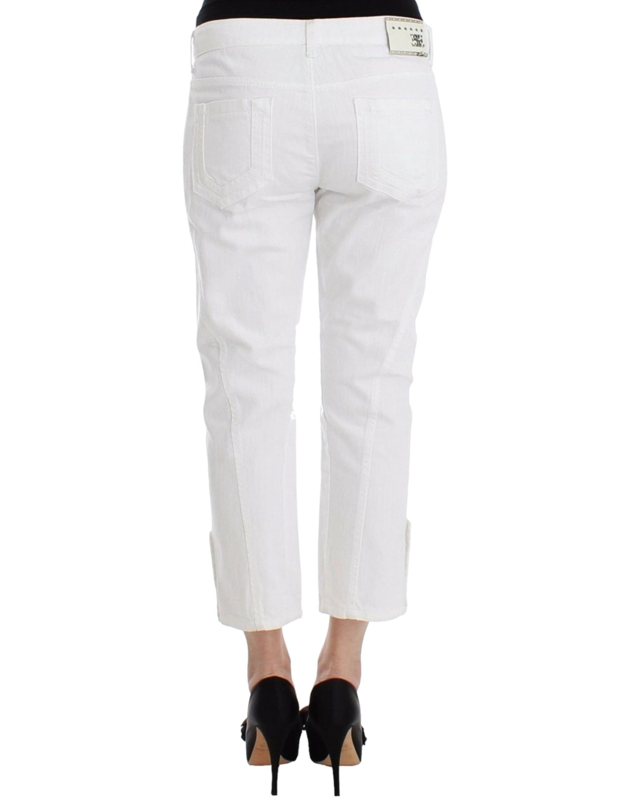 Ermanno Scervino White Cropped Jeans Denim Pants Branded Capri by Ermanno Scervino