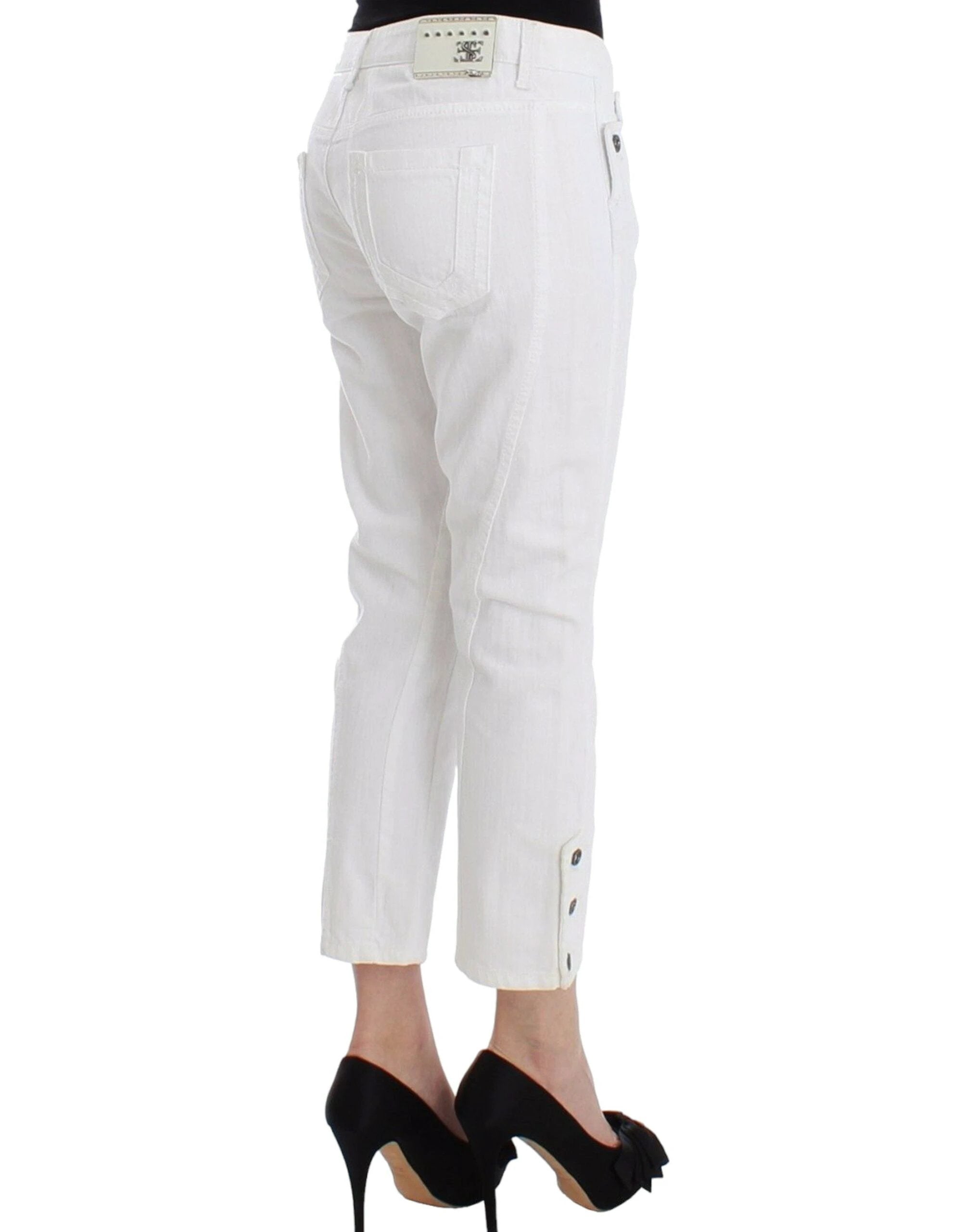 Ermanno Scervino White Cropped Jeans Denim Pants Branded Capri by Ermanno Scervino