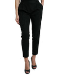 Dolce & Gabbana Black Wool High Waist Cropped Tapered Pants by Dolce & Gabbana