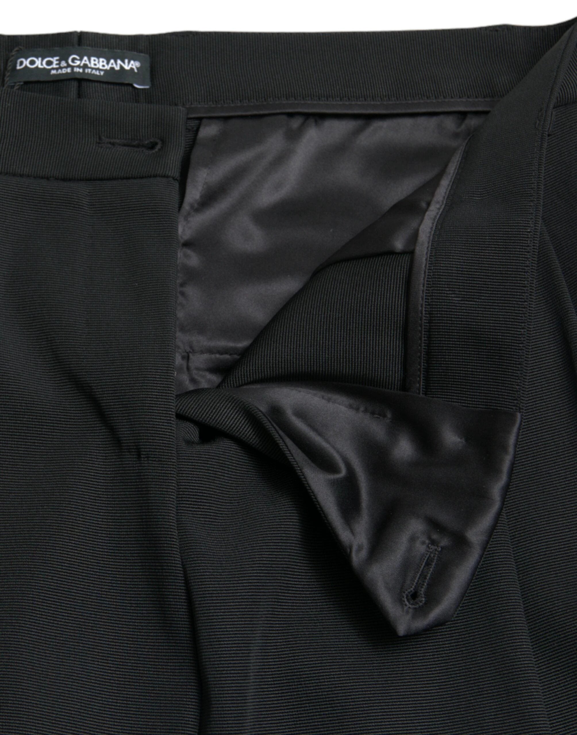 Dolce & Gabbana Black Wool High Waist Cropped Tapered Pants by Dolce & Gabbana