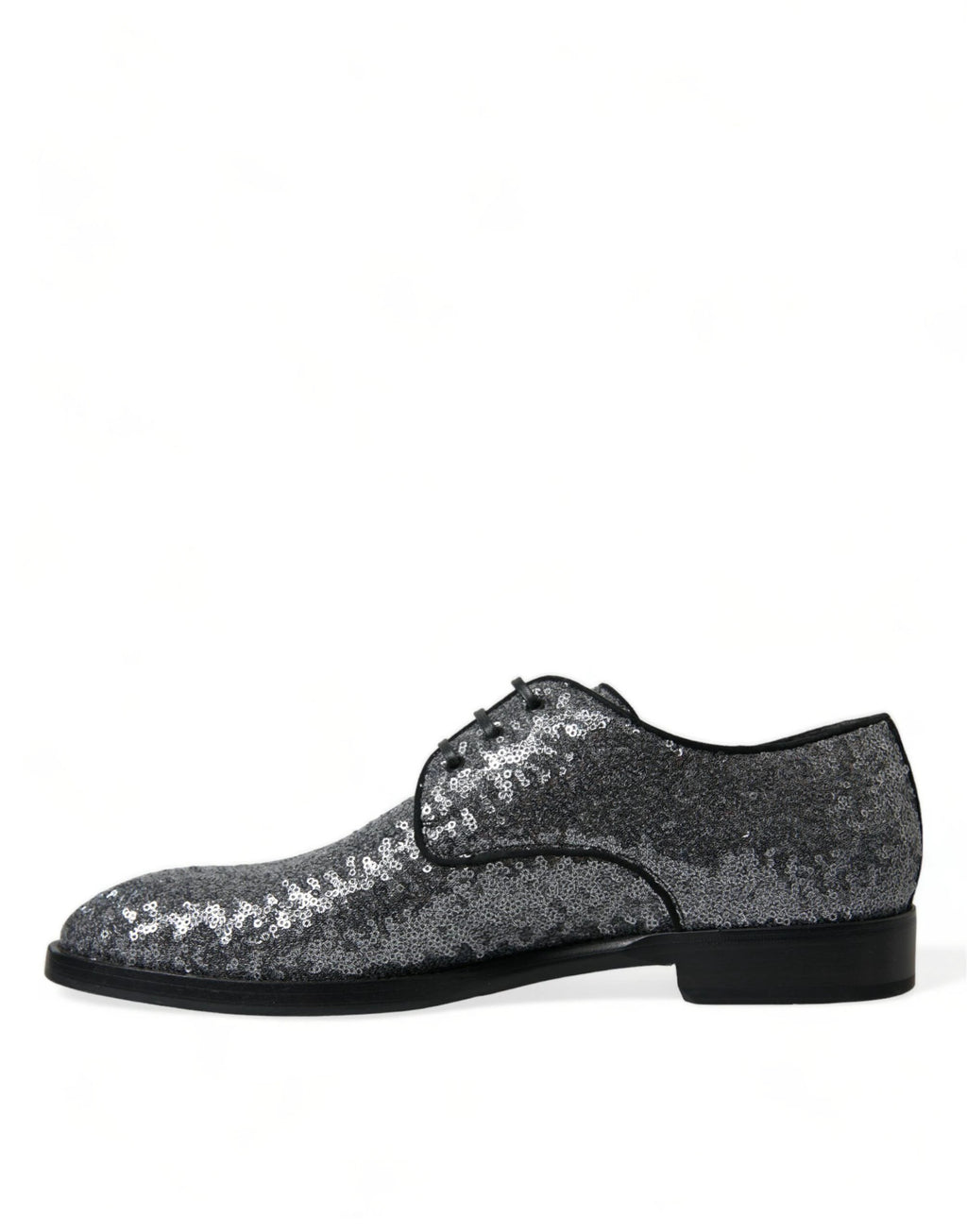 Dolce & Gabbana Silver Sequined Lace Up Men Derby Dress Shoes by Dolce & Gabbana