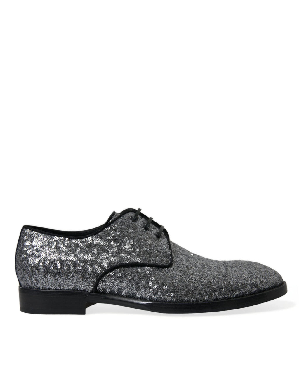 Dolce & Gabbana Silver Sequined Lace Up Men Derby Dress Shoes by Dolce & Gabbana