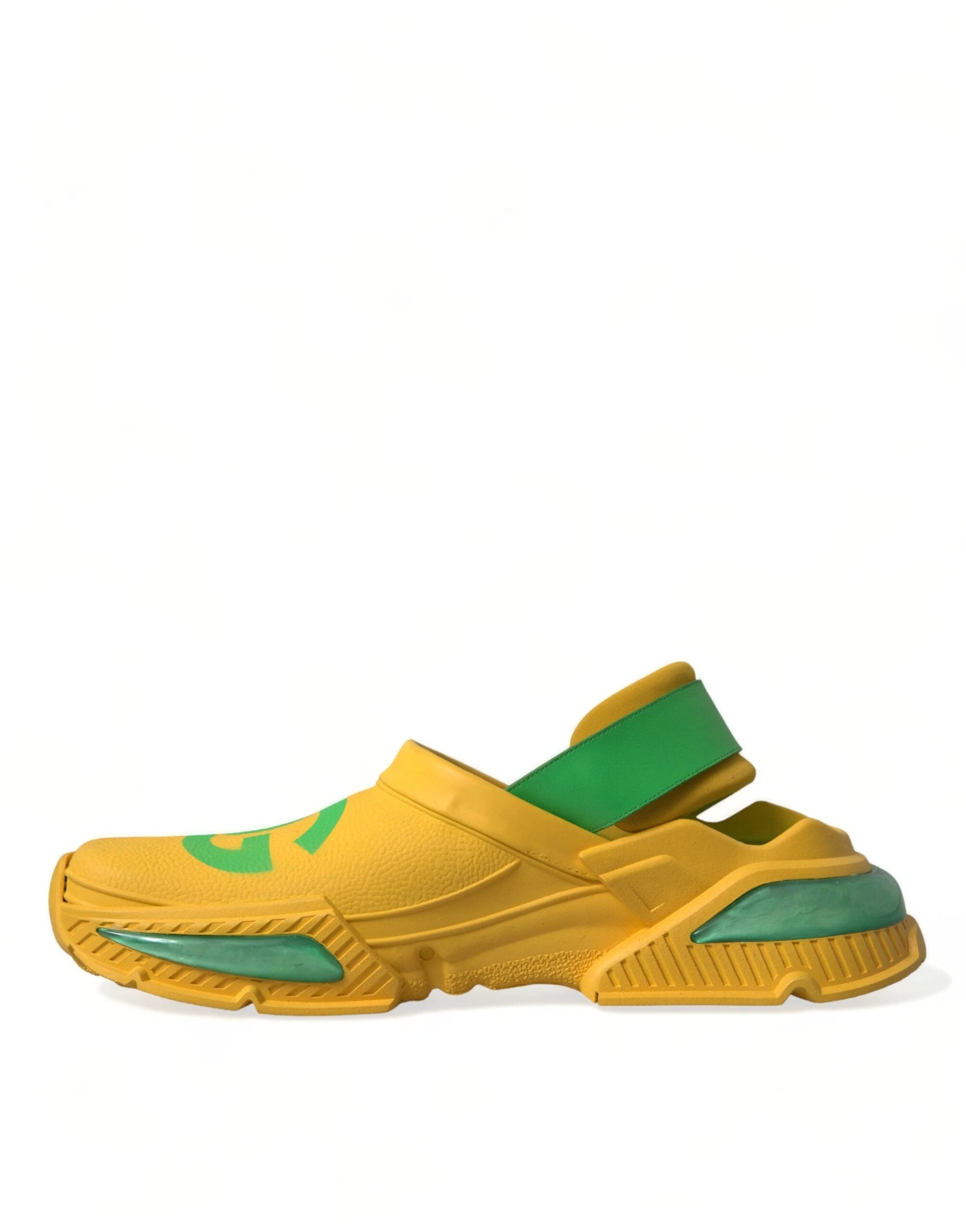Dolce & Gabbana Yellow Green Rubber Clogs Men Slippers Men Shoes by Dolce & Gabbana