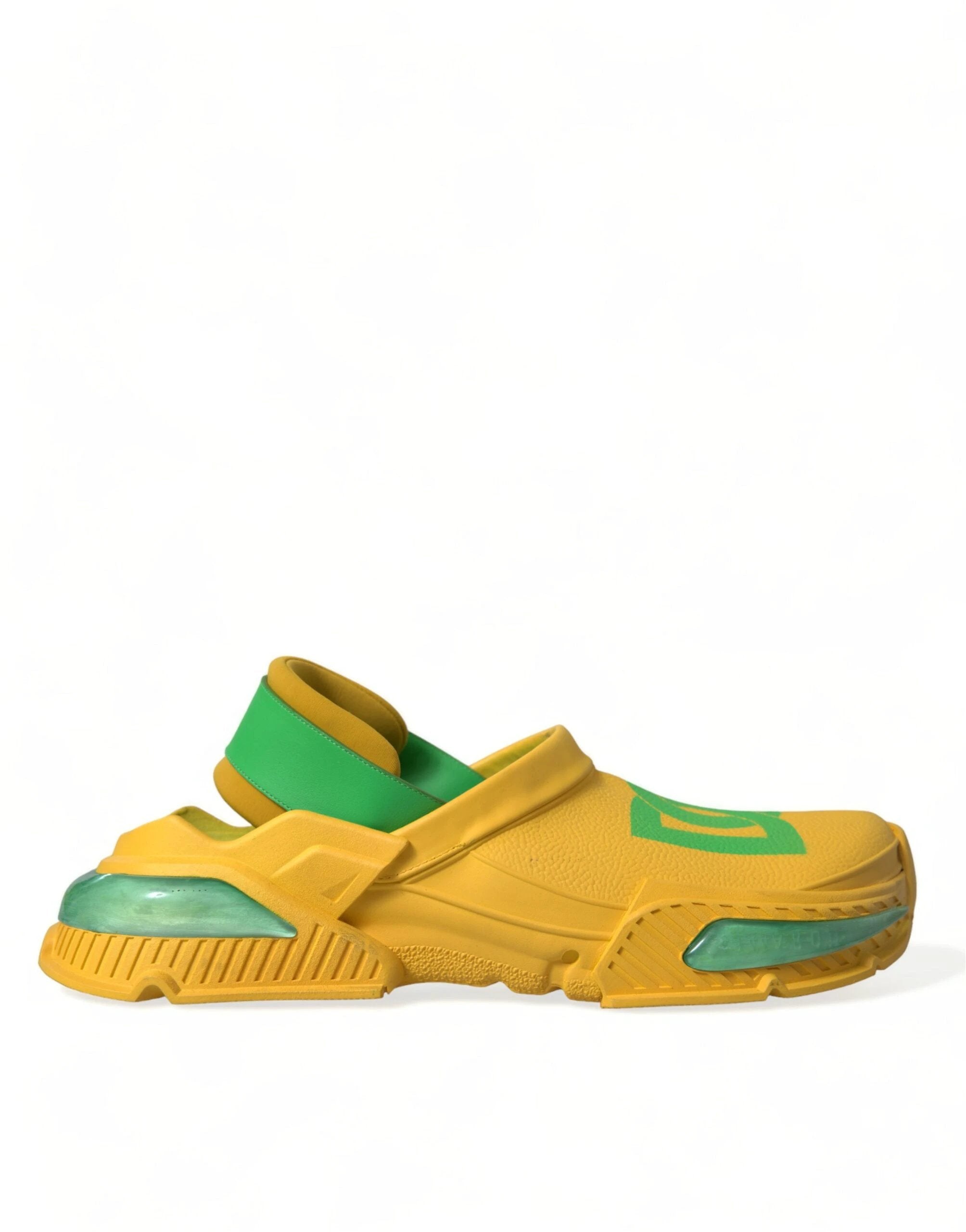 Dolce & Gabbana Yellow Green Rubber Clogs Men Slippers Men Shoes by Dolce & Gabbana