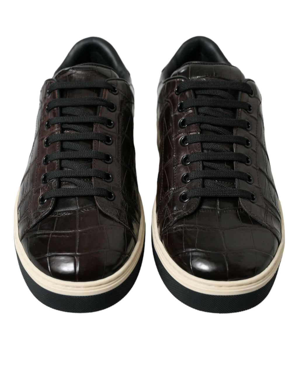 Dolce & Gabbana Brown Croc Exotic Leather Men Casual Sneakers Shoes by Dolce & Gabbana