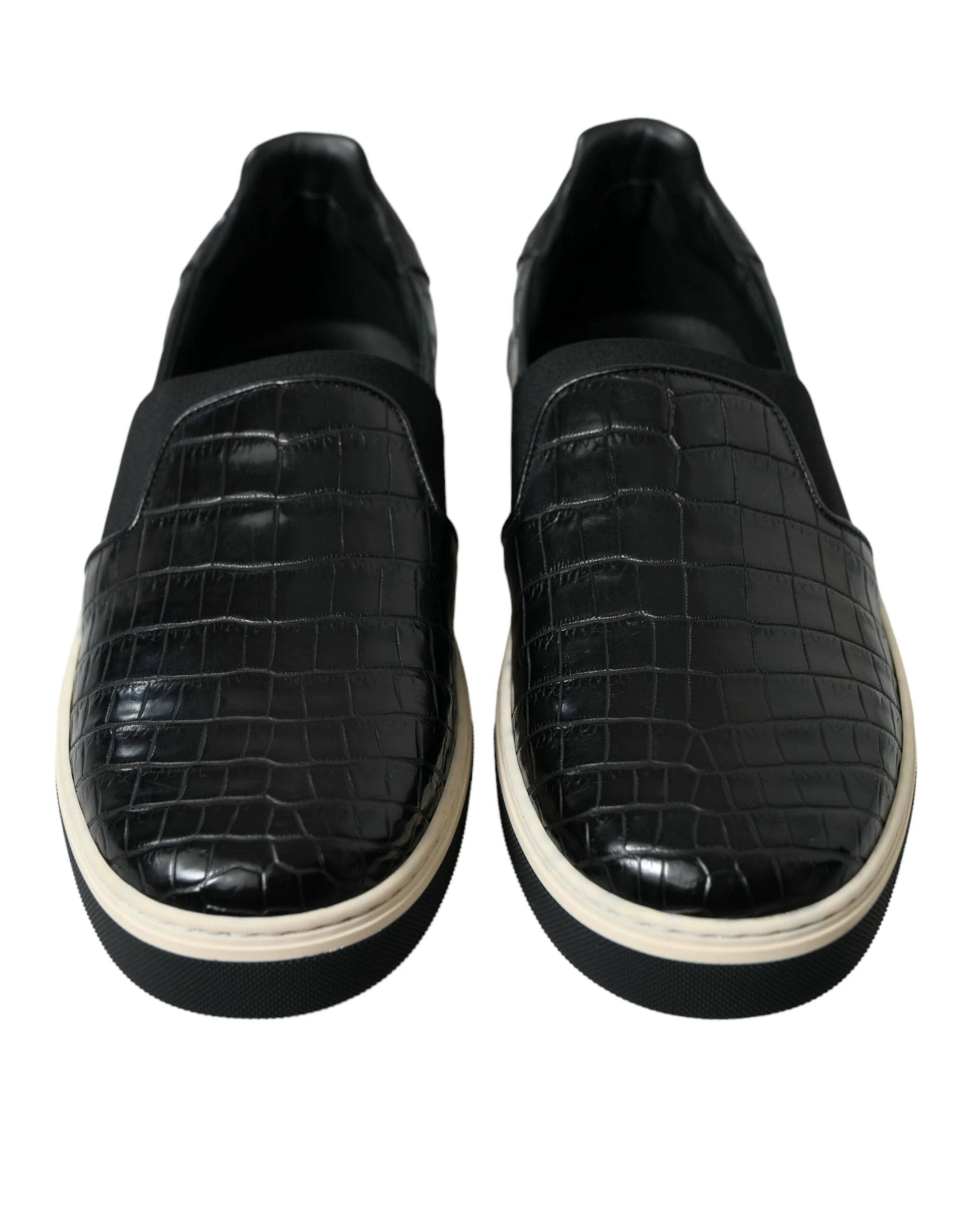 Dolce & Gabbana Black Croc Exotic Leather Sneakers Shoes by Dolce & Gabbana