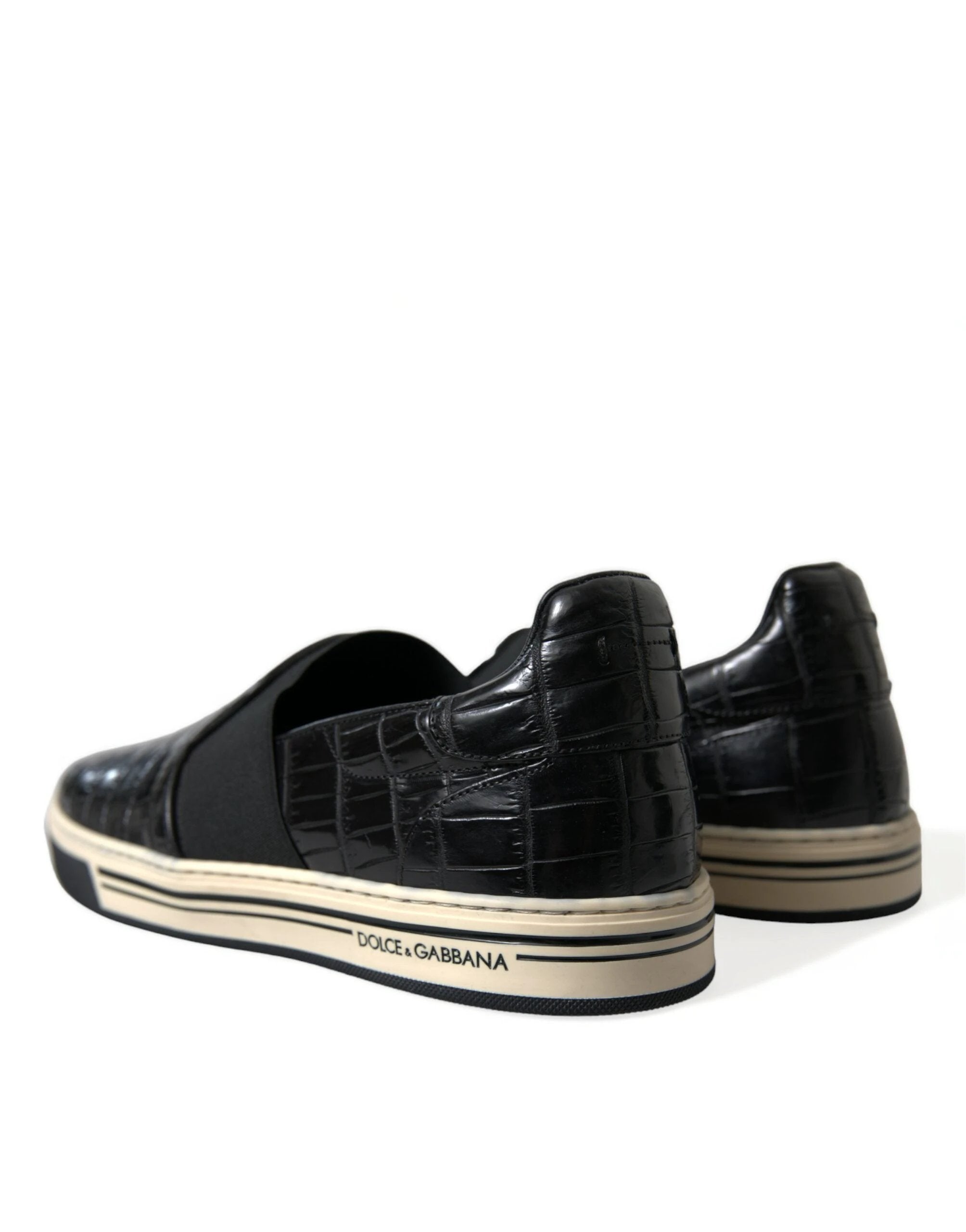 Dolce & Gabbana Black Croc Exotic Leather Sneakers Shoes by Dolce & Gabbana