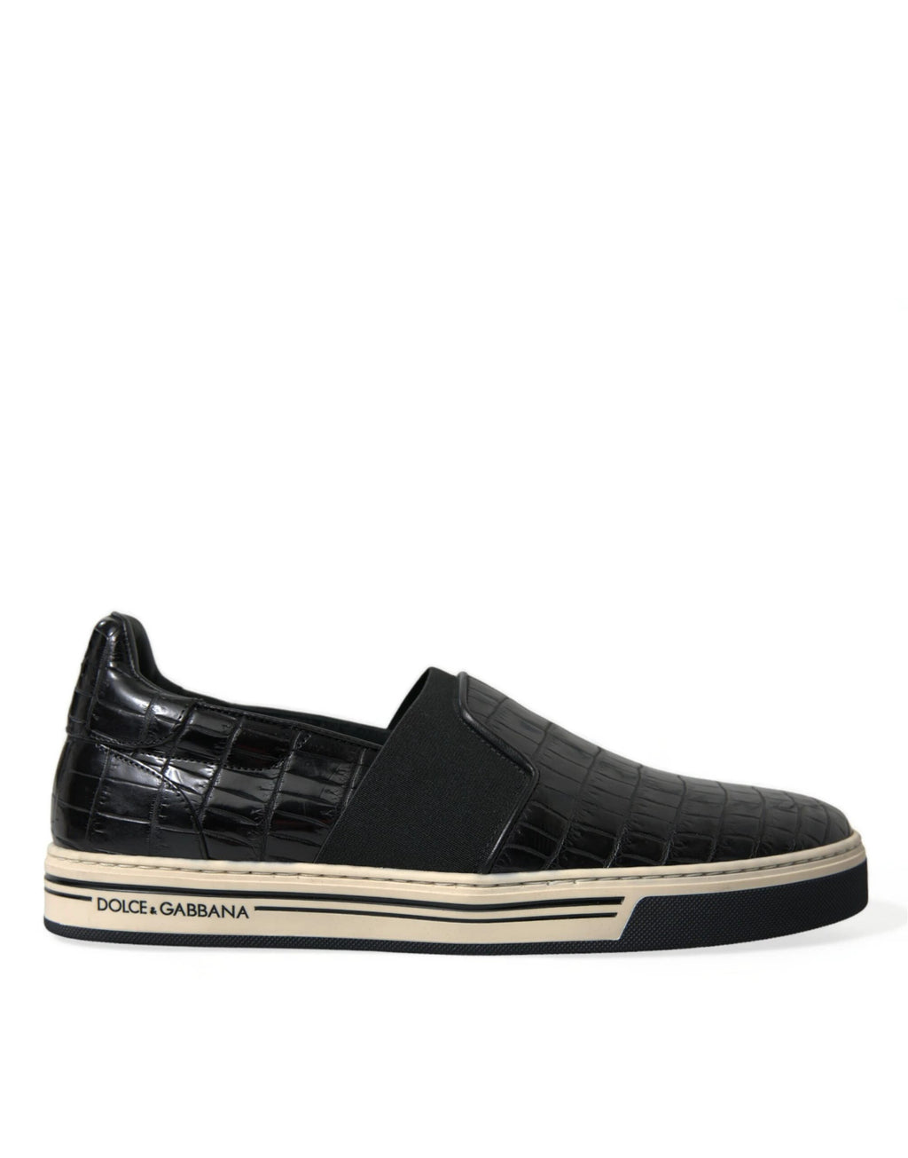 Dolce & Gabbana Black Croc Exotic Leather Sneakers Shoes by Dolce & Gabbana