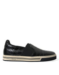Dolce & Gabbana Black Croc Exotic Leather Sneakers Shoes by Dolce & Gabbana