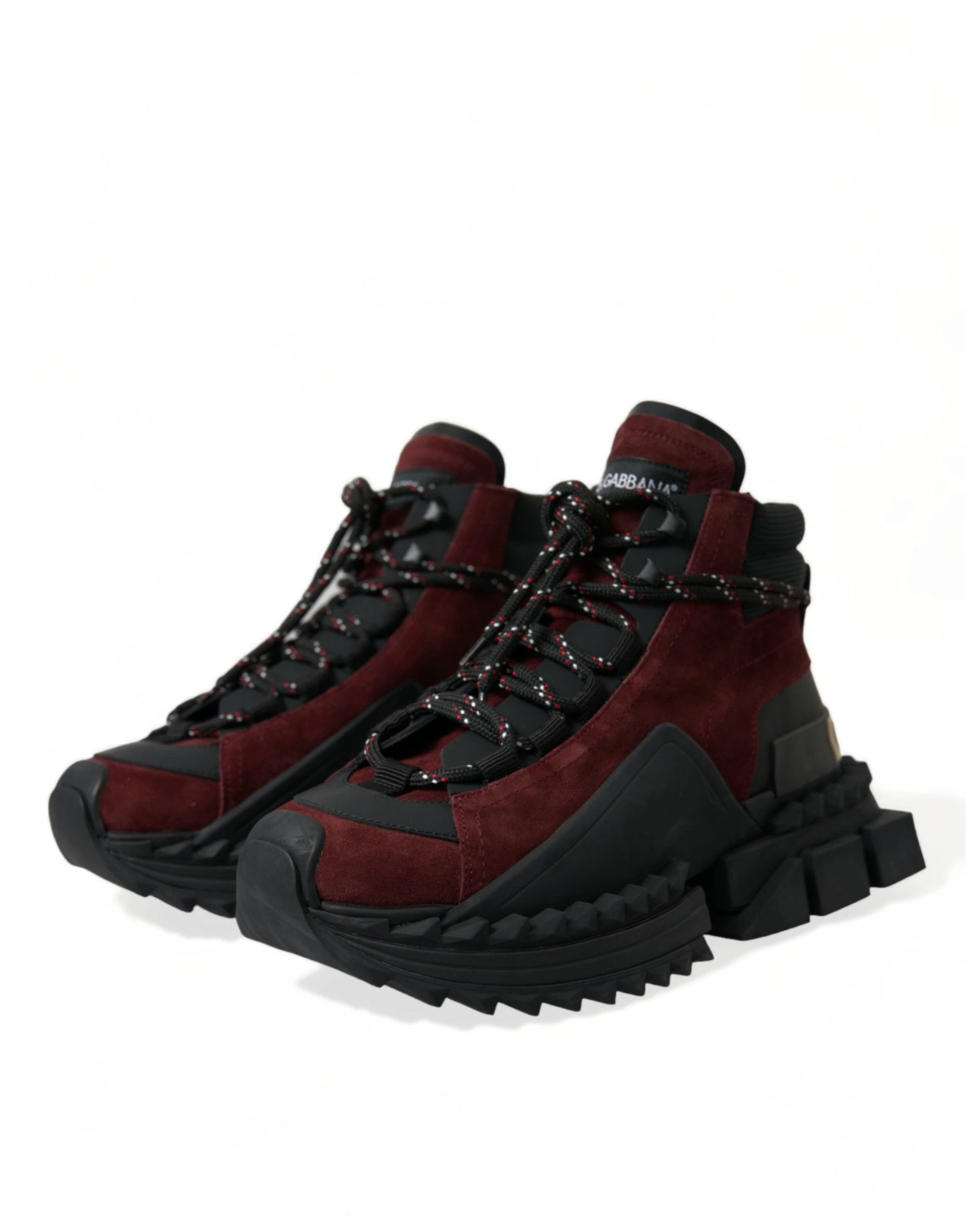 Dolce & Gabbana Burgundy Super King High Top Men Sneakers Shoes by Dolce & Gabbana