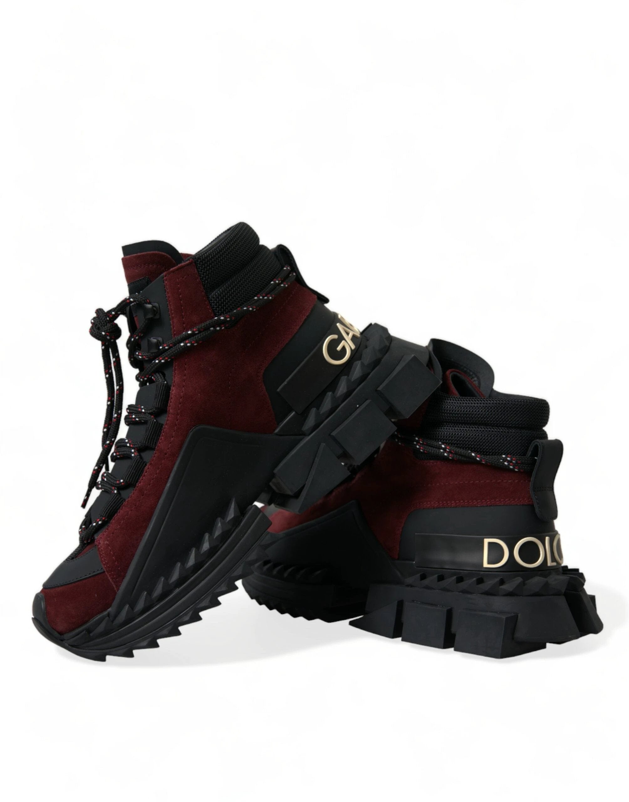 Dolce & Gabbana Burgundy Super King High Top Men Sneakers Shoes by Dolce & Gabbana