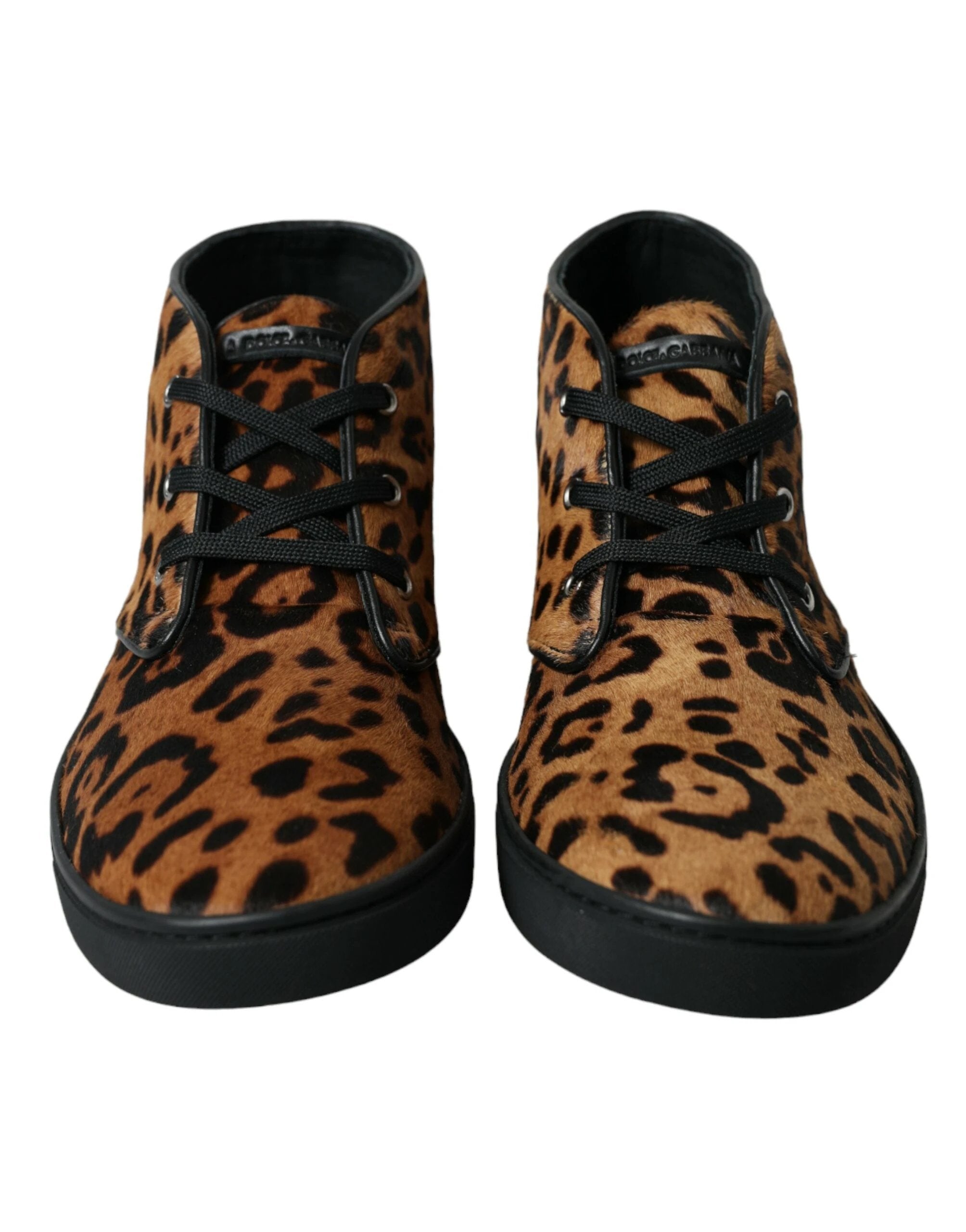 Dolce & Gabbana Brown Leopard Pony Hair Leather Sneakers Shoes by Dolce & Gabbana
