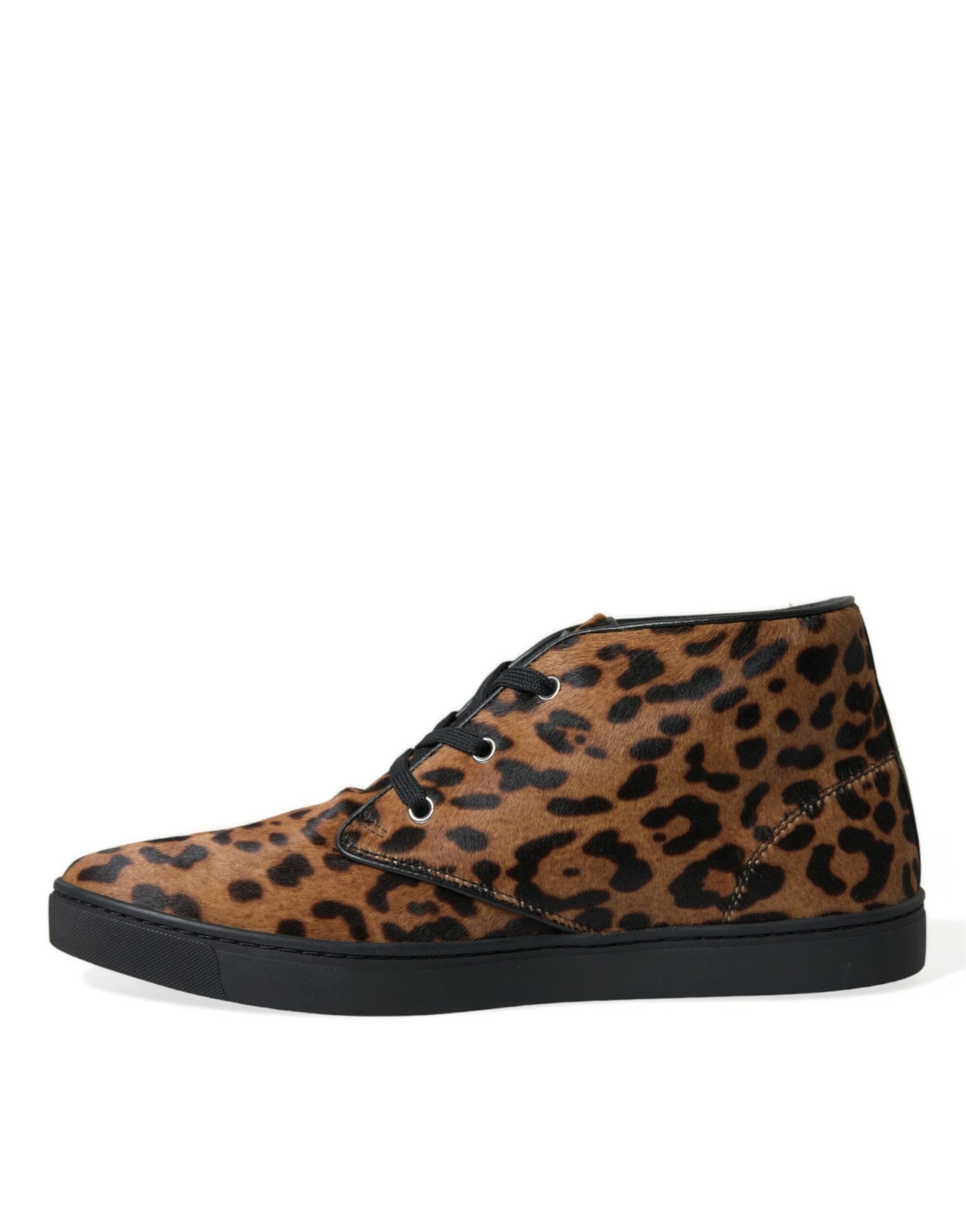 Dolce & Gabbana Brown Leopard Pony Hair Leather Sneakers Shoes by Dolce & Gabbana
