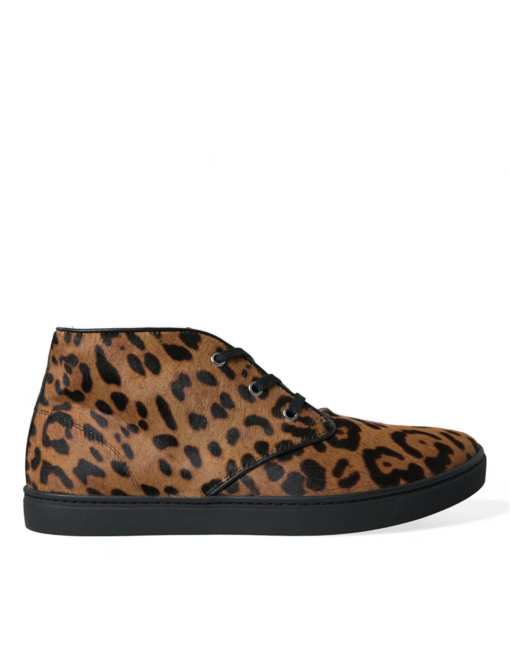 Dolce & Gabbana Brown Leopard Pony Hair Leather Sneakers Shoes by Dolce & Gabbana