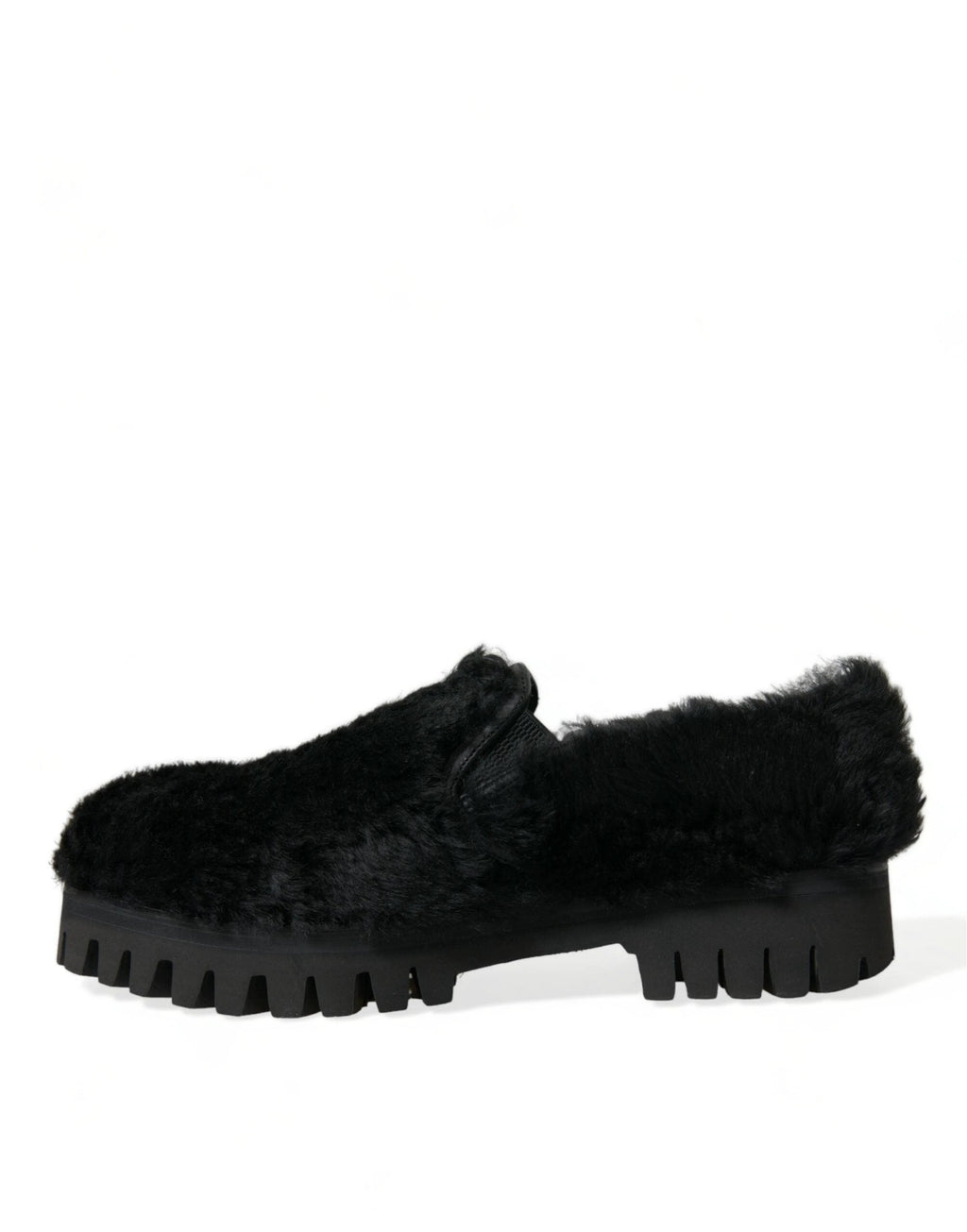 Dolce & Gabbana Black Fur Leather Slippers Dress Shoes by Dolce & Gabbana