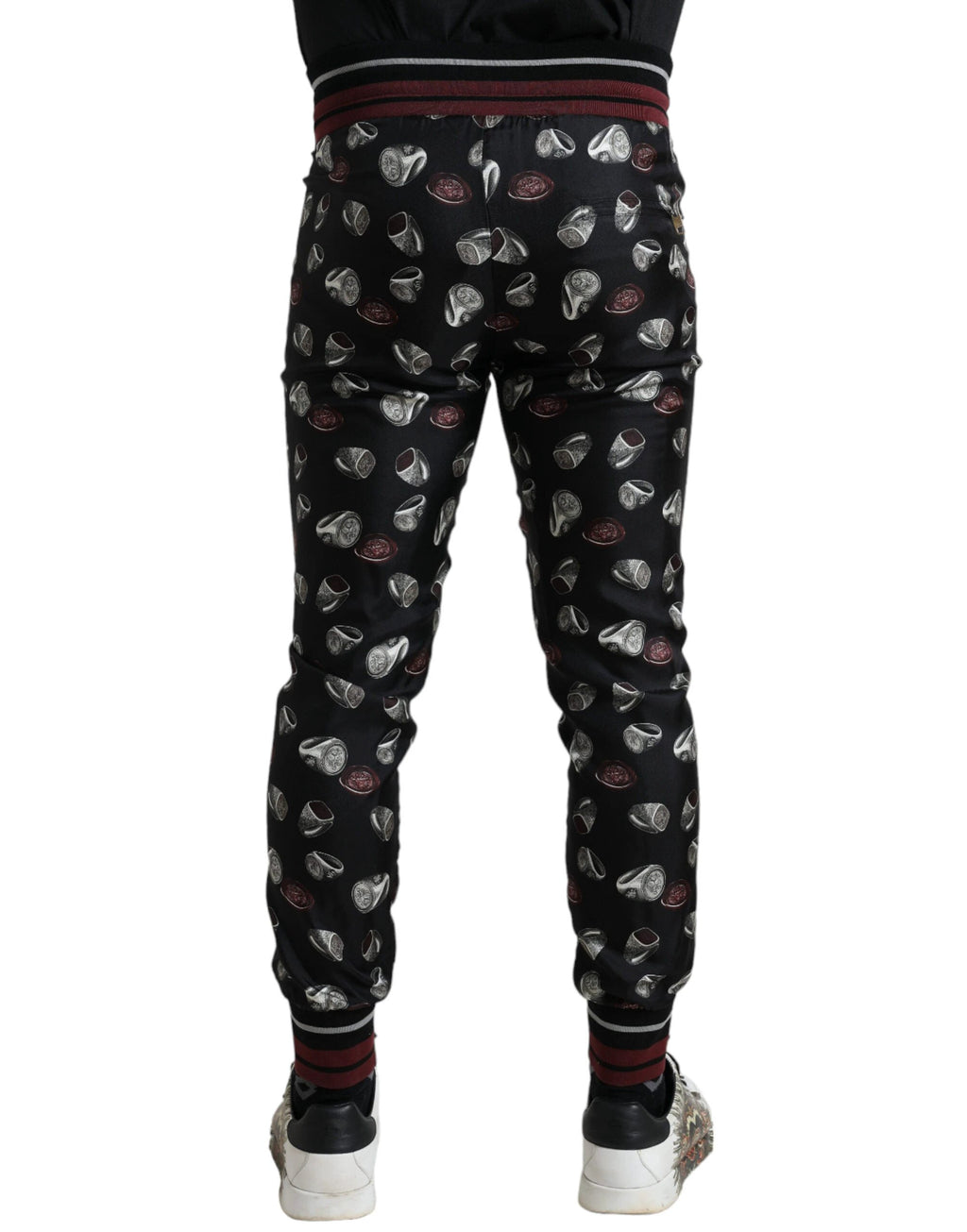 Dolce & Gabbana Black Ring Silk Jogging Trousers Pants by Dolce & Gabbana