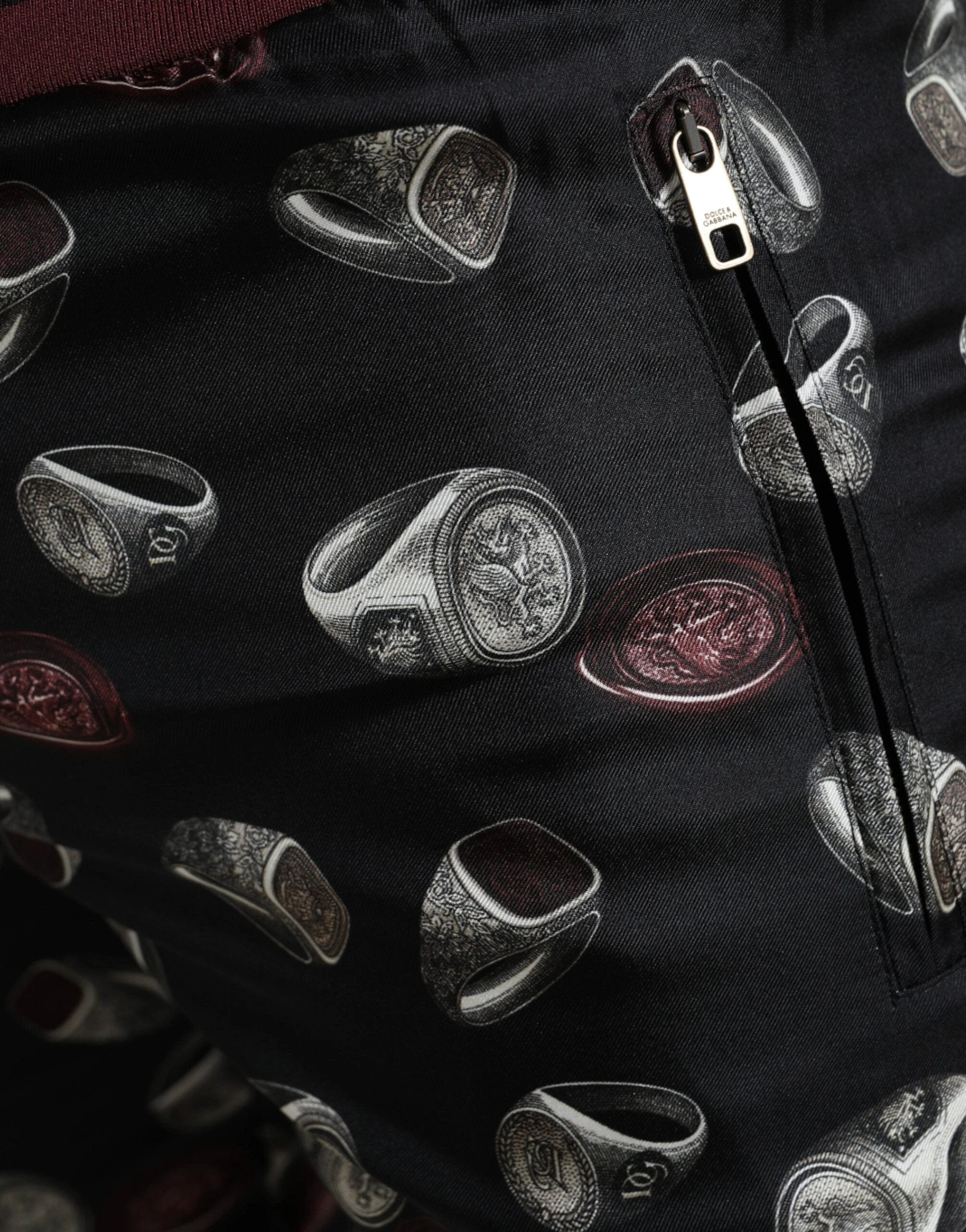 Dolce & Gabbana Black Ring Silk Jogging Trousers Pants by Dolce & Gabbana