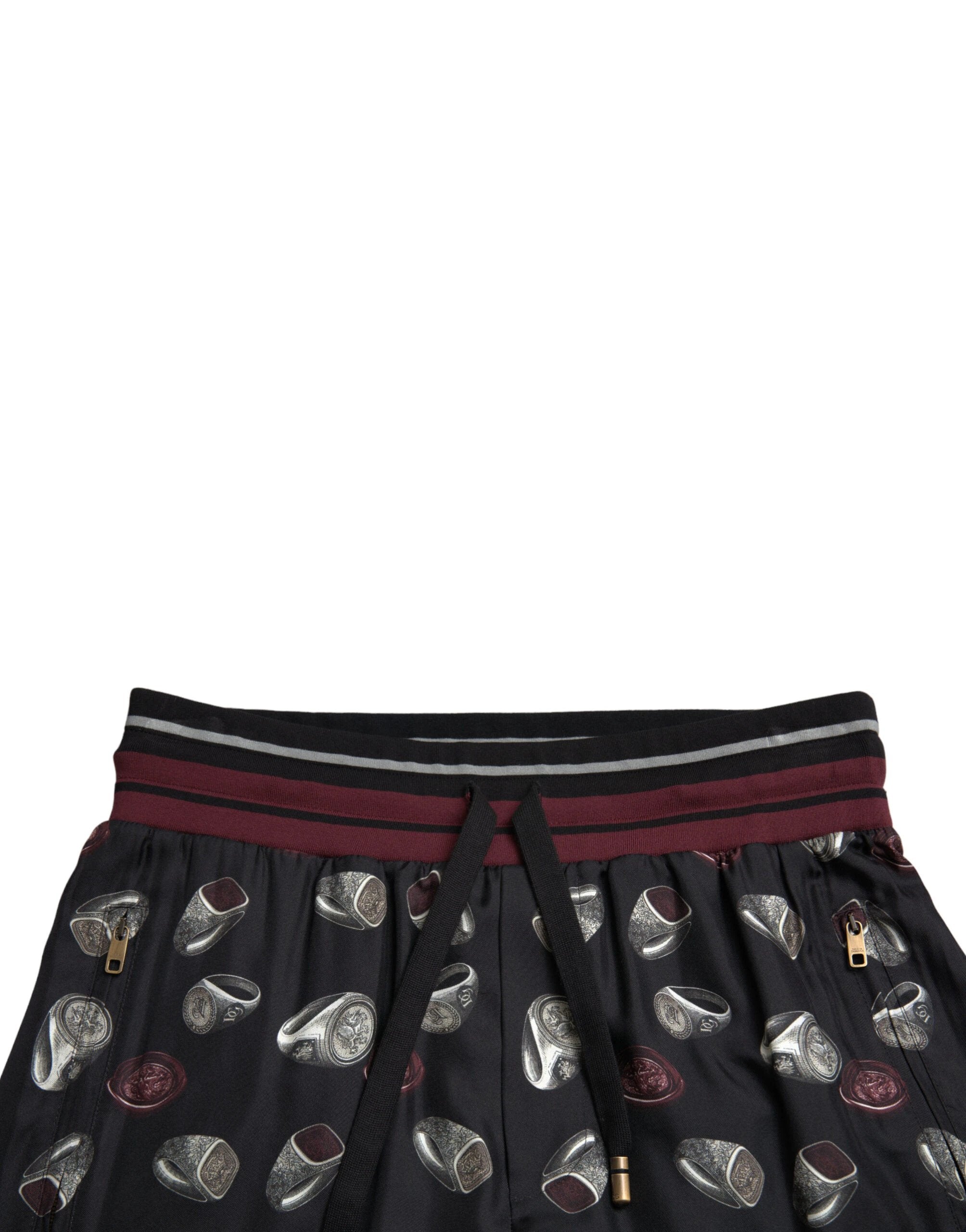 Dolce & Gabbana Black Ring Silk Jogging Trousers Pants by Dolce & Gabbana
