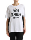 Dolce & Gabbana White Slogan Print Lacing Detailed T-shirt by Dolce & Gabbana