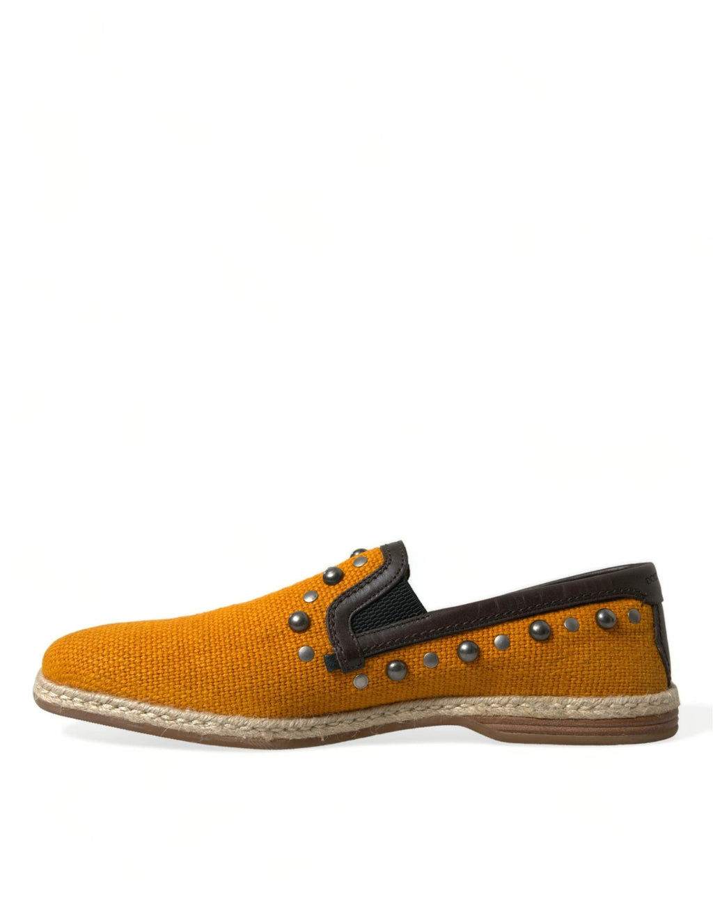 Dolce & Gabbana Orange Linen Leather Studded Loafers Shoes by Dolce & Gabbana