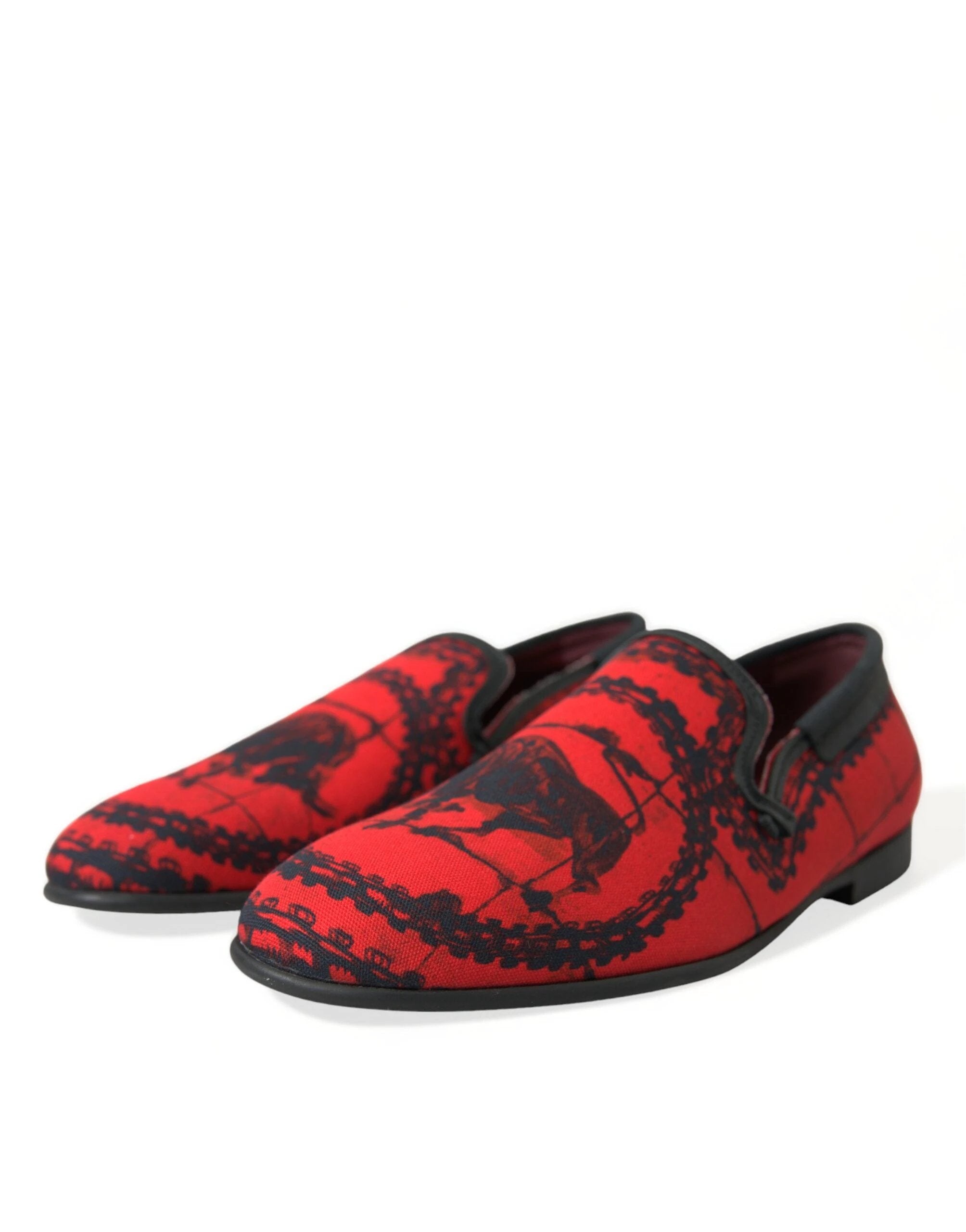 Dolce & Gabbana Red Black Torero Loafers Slippers Men Shoes by Dolce & Gabbana