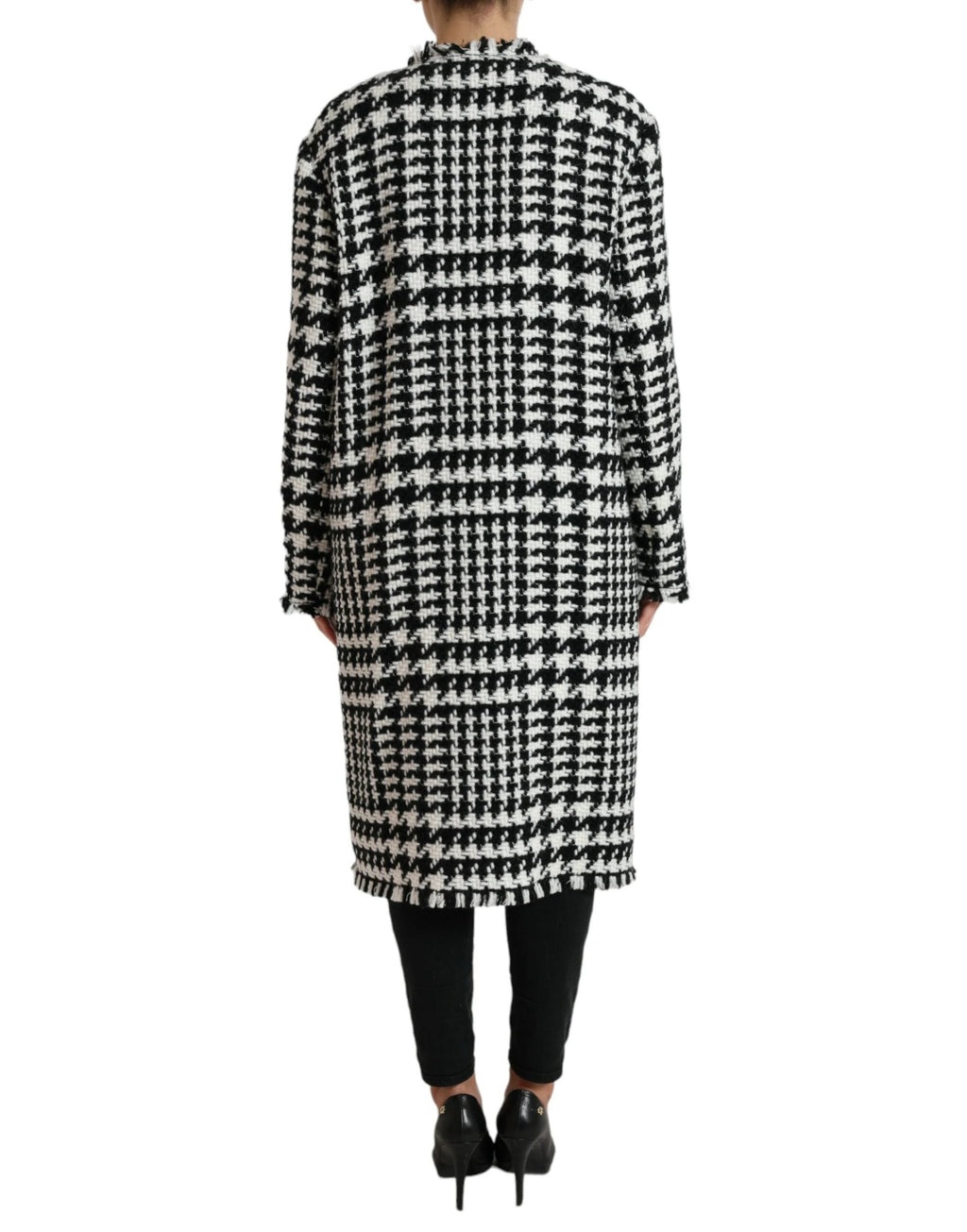 Dolce & Gabbana Black White Houndstooth Trench Coat Jacket by Dolce & Gabbana