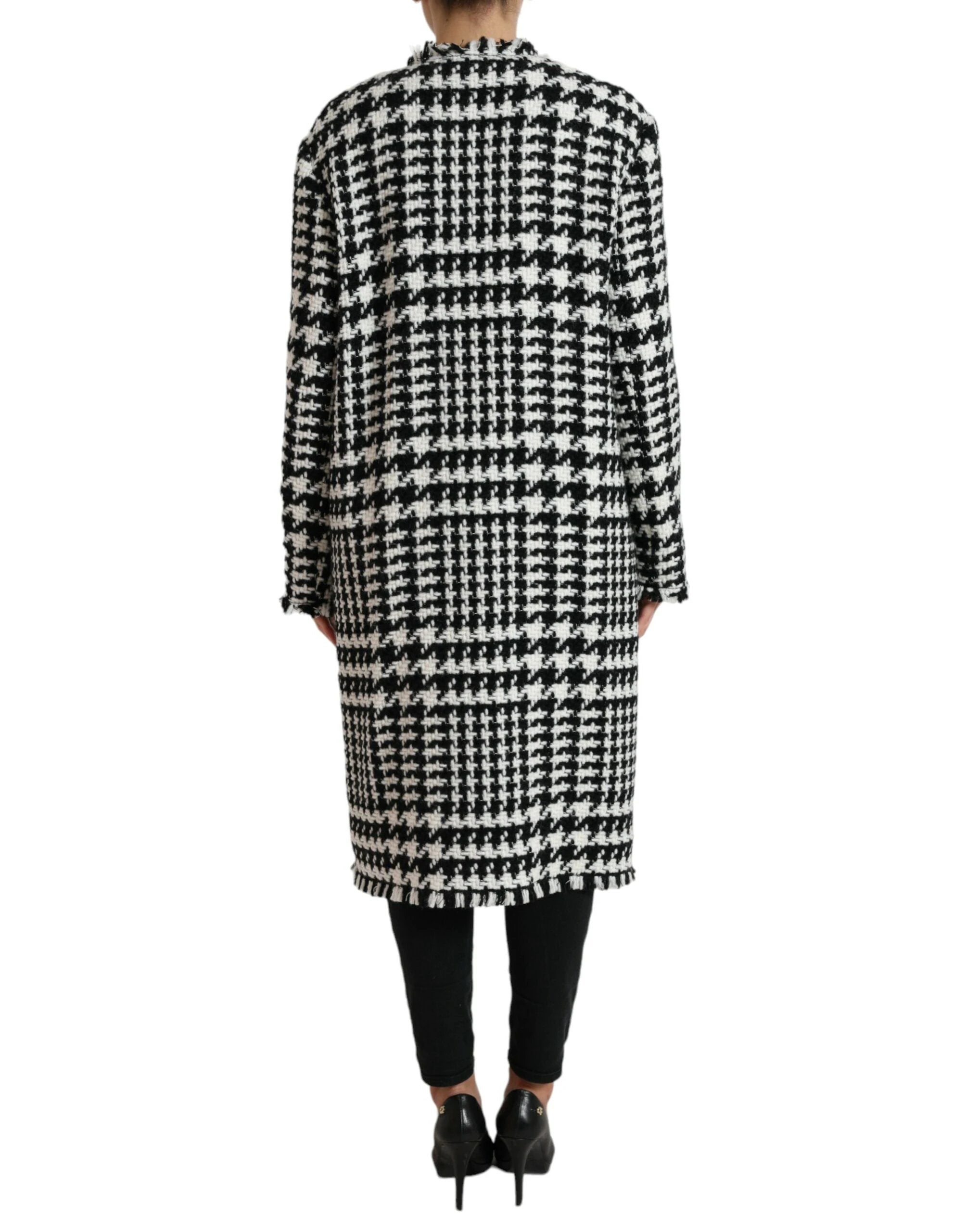Dolce & Gabbana Black White Houndstooth Trench Coat Jacket by Dolce & Gabbana
