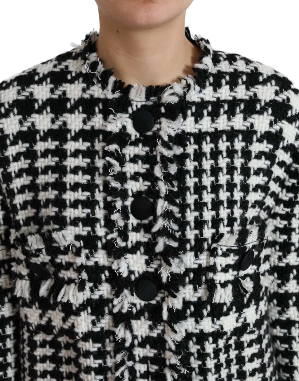 Dolce & Gabbana Black White Houndstooth Trench Coat Jacket by Dolce & Gabbana