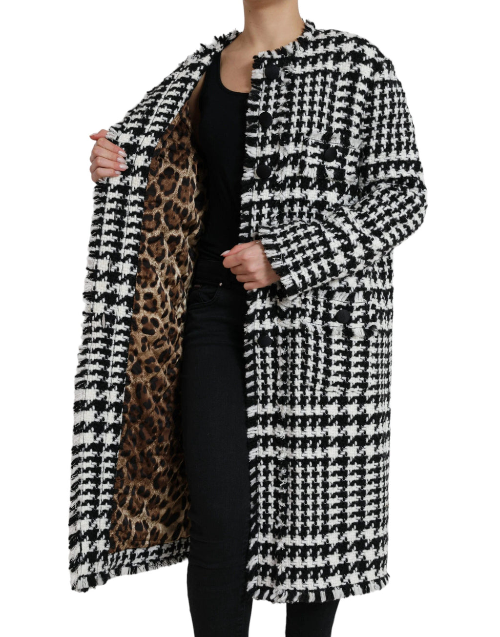 Dolce & Gabbana Black White Houndstooth Trench Coat Jacket by Dolce & Gabbana