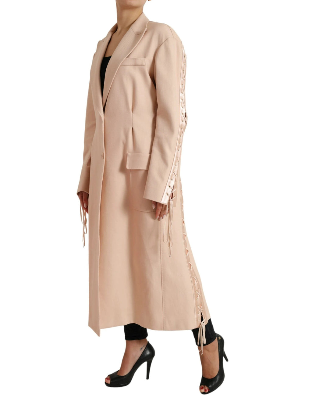 Dolce & Gabbana Beige Cotton Single Breasted Long Coat Jacket by Dolce & Gabbana