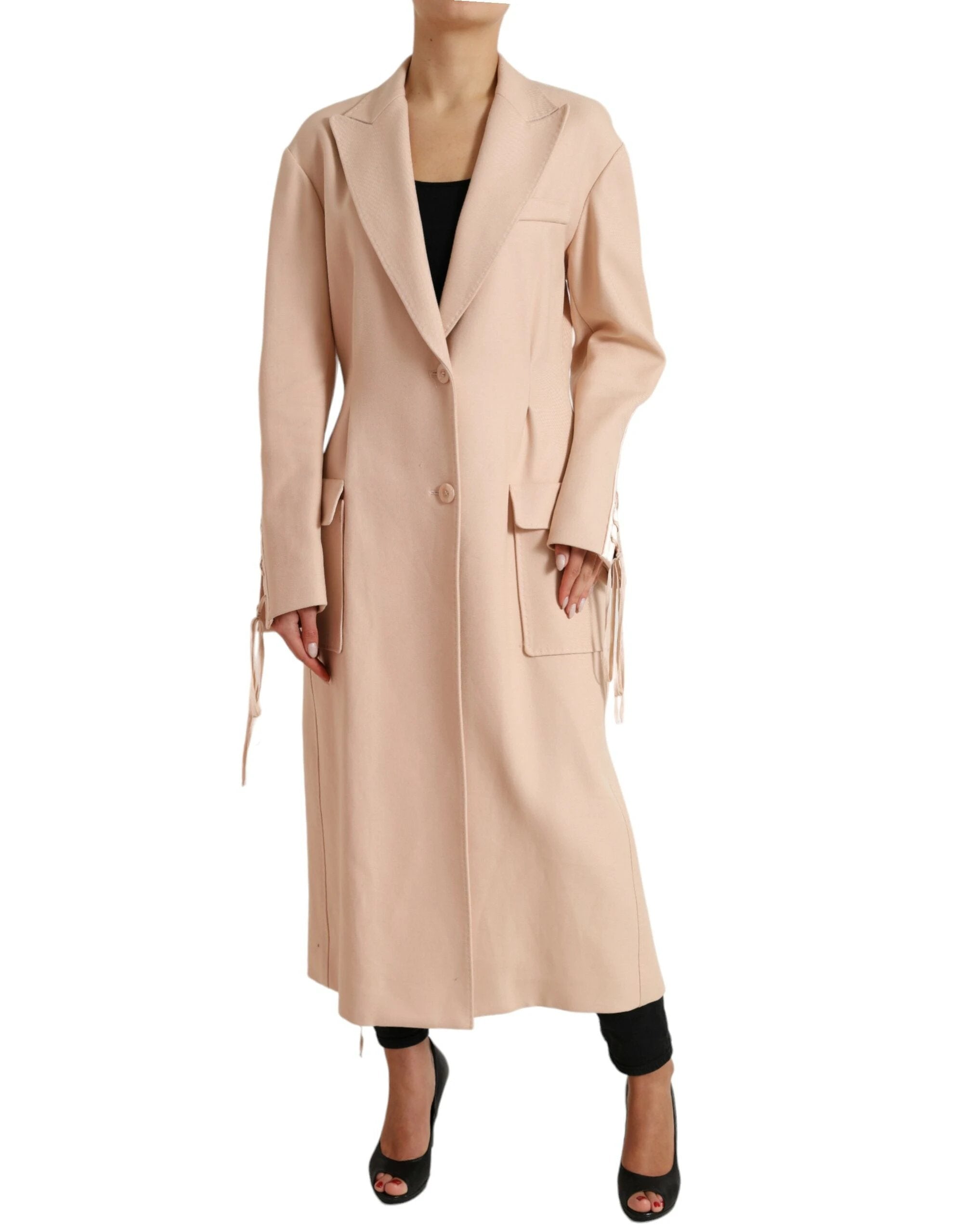 Dolce & Gabbana Beige Cotton Single Breasted Long Coat Jacket by Dolce & Gabbana