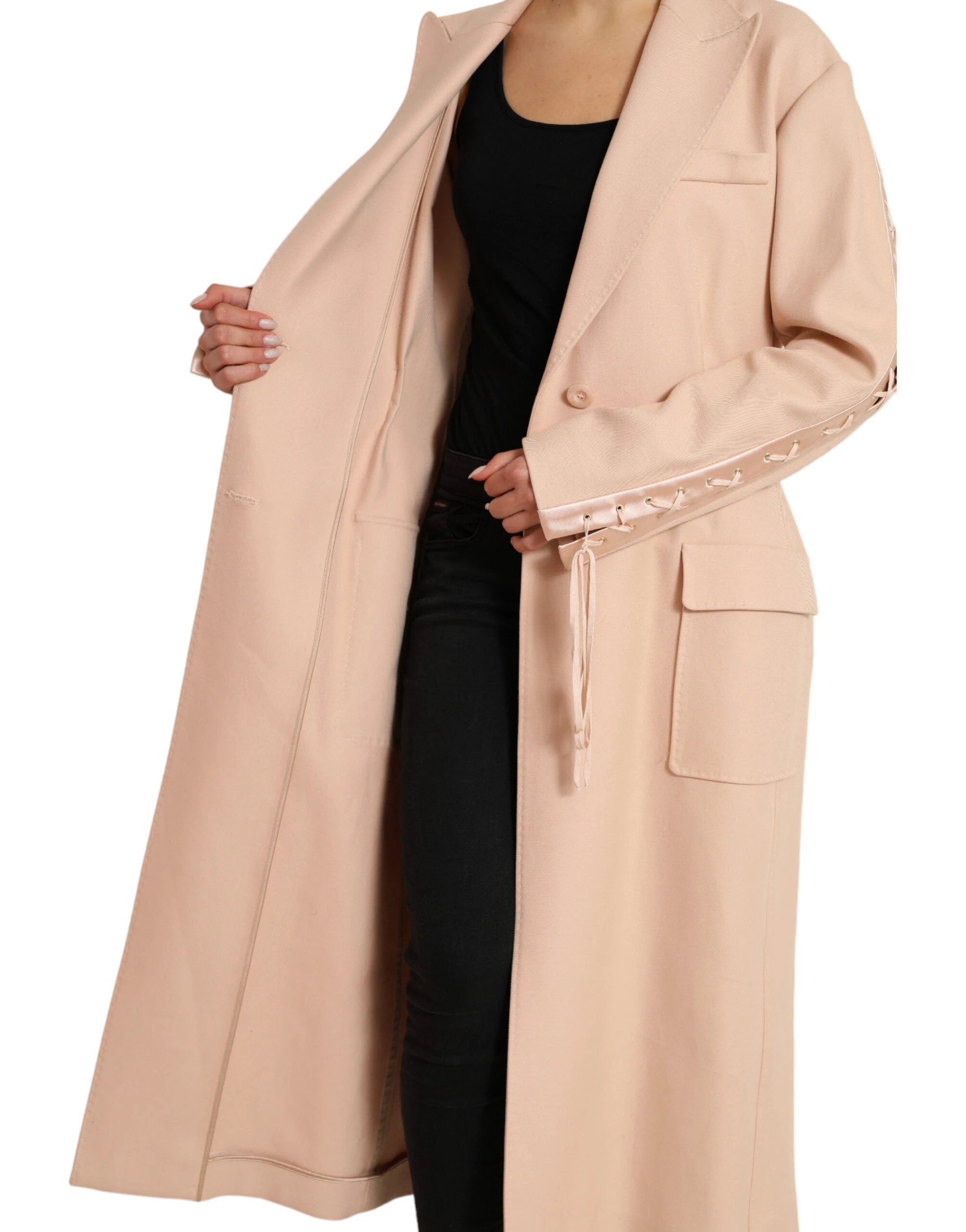 Dolce & Gabbana Beige Cotton Single Breasted Long Coat Jacket by Dolce & Gabbana