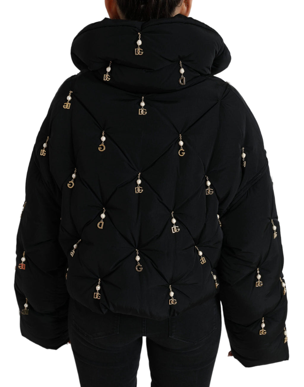 Dolce & Gabbana Black Embellished Quilted Shell Bomber Jacket by Dolce & Gabbana