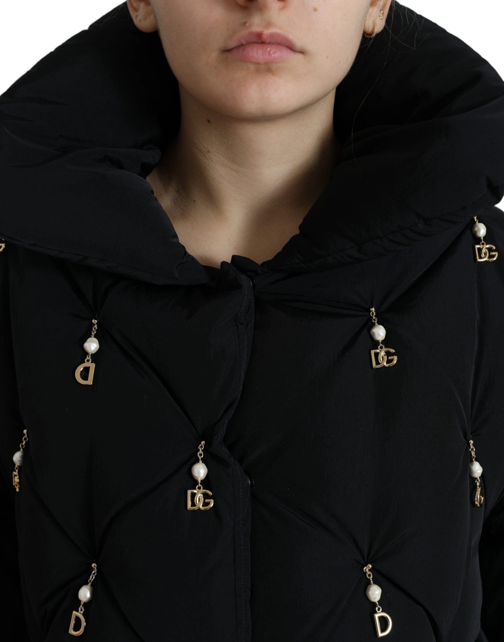Dolce & Gabbana Black Embellished Quilted Shell Bomber Jacket by Dolce & Gabbana