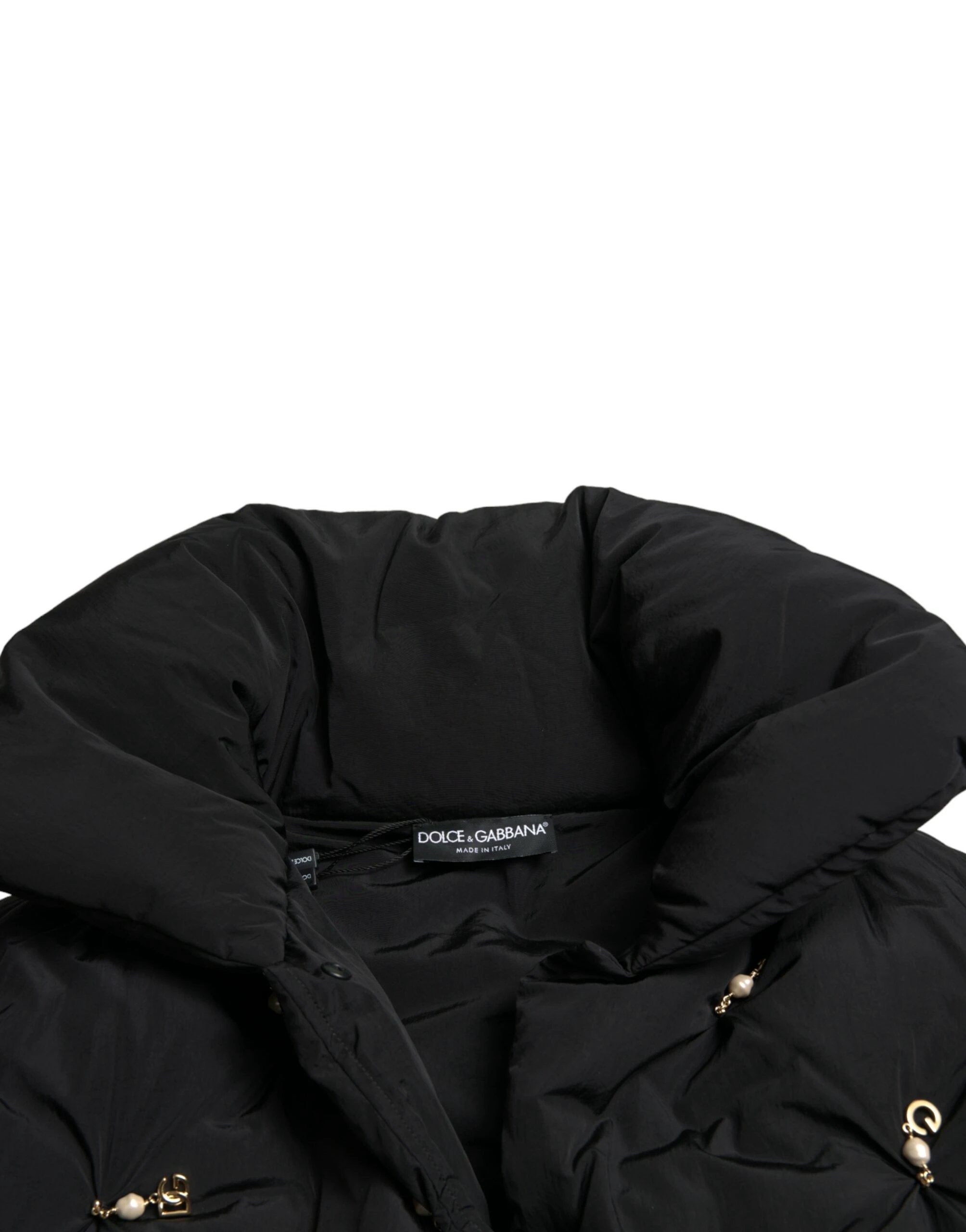 Dolce & Gabbana Black Embellished Quilted Shell Bomber Jacket by Dolce & Gabbana