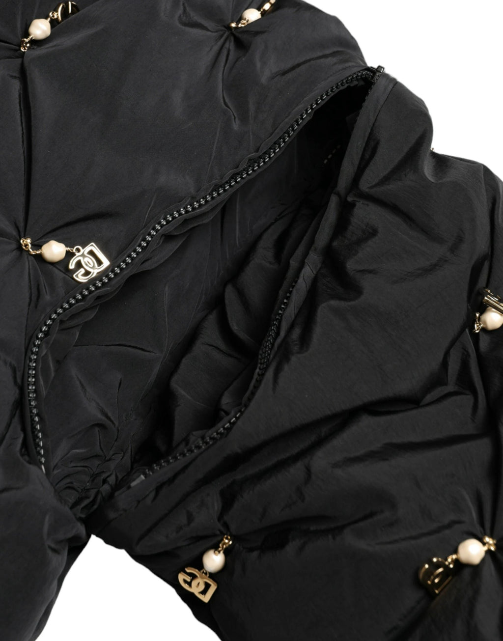 Dolce & Gabbana Black Embellished Quilted Shell Bomber Jacket by Dolce & Gabbana