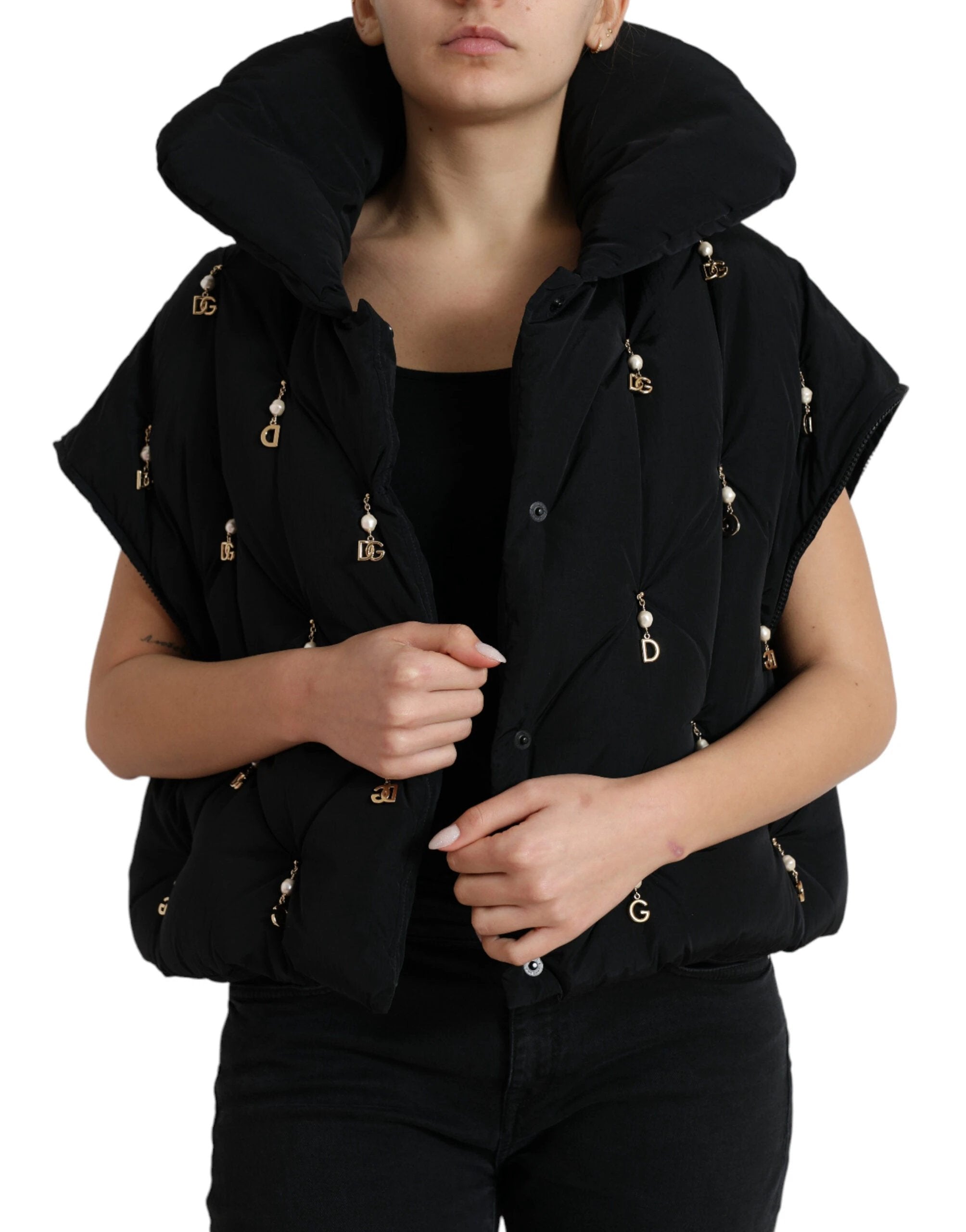 Dolce & Gabbana Black Embellished Quilted Shell Bomber Jacket by Dolce & Gabbana
