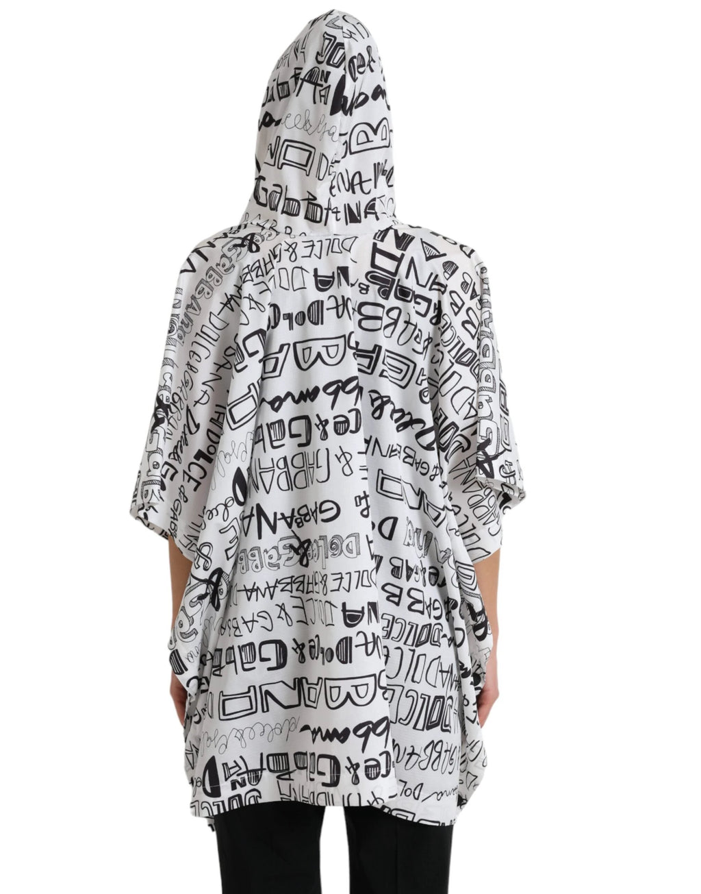Dolce & Gabbana White Logo Print Hooded Blouson T-shirt Top by Dolce & Gabbana