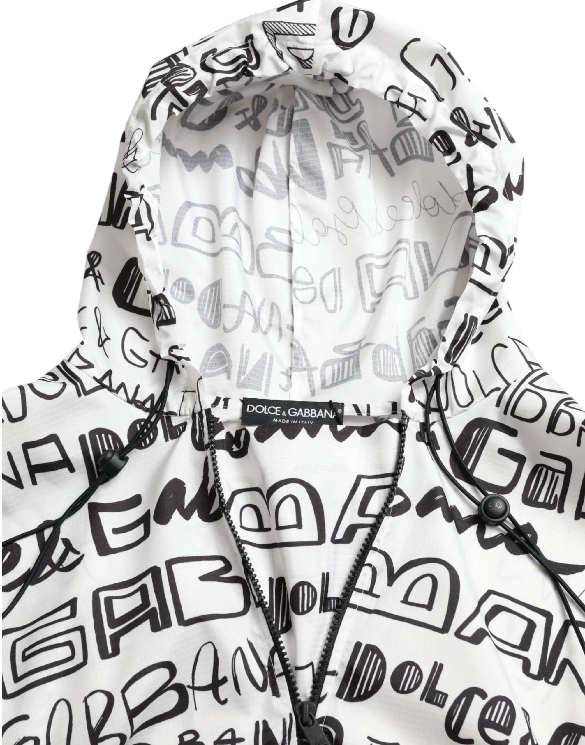 Dolce & Gabbana White Logo Print Hooded Blouson T-shirt Top by Dolce & Gabbana